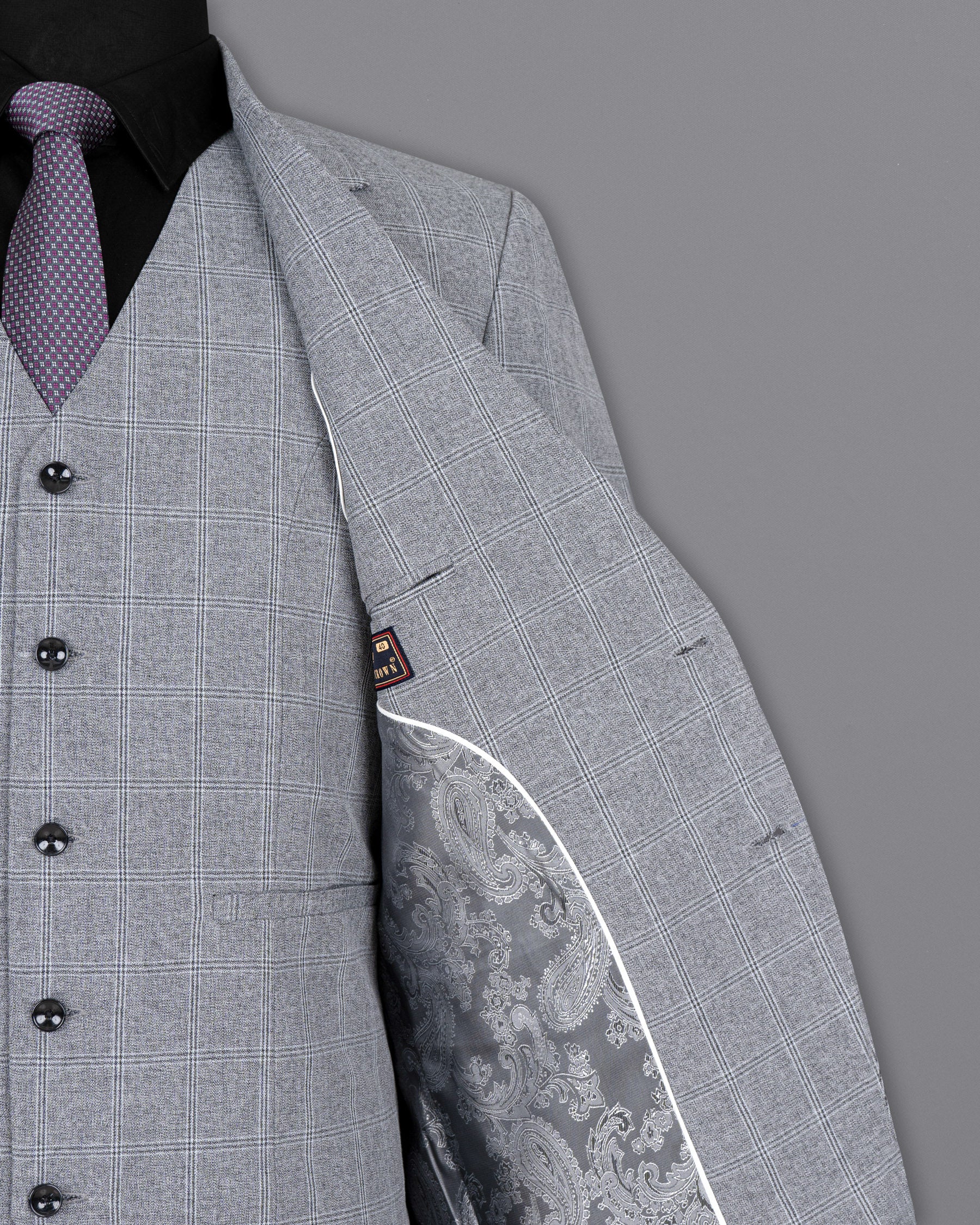 Manatee Grey windowpane Wool Rich Blazer BL1445-SB-36,BL1445-SB-38,BL1445-SB-40,BL1445-SB-42,BL1445-SB-44,BL1445-SB-46,BL1445-SB-48,BL1445-SB-50,BL1445-SB-52,BL1445-SB-54,BL1445-SB-56,BL1445-SB-58,BL1445-SB-60