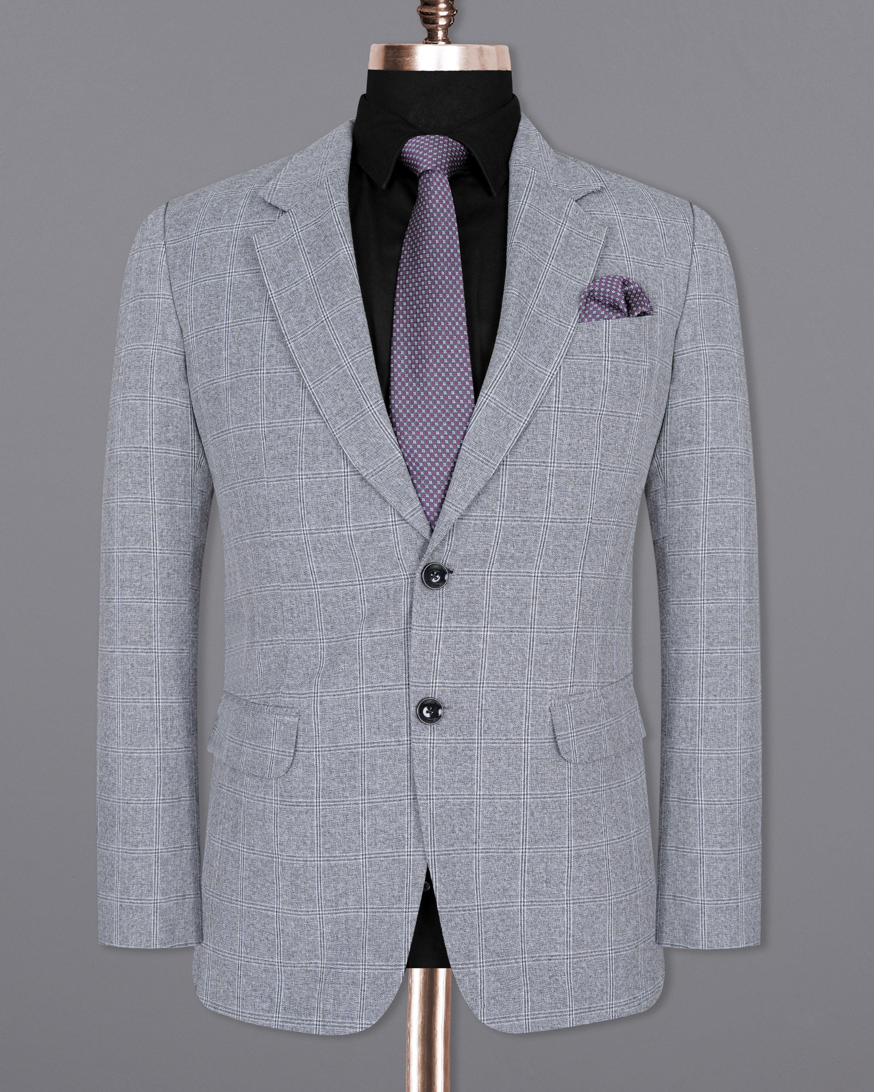 Manatee Grey windowpane Wool Rich Blazer BL1445-SB-36,BL1445-SB-38,BL1445-SB-40,BL1445-SB-42,BL1445-SB-44,BL1445-SB-46,BL1445-SB-48,BL1445-SB-50,BL1445-SB-52,BL1445-SB-54,BL1445-SB-56,BL1445-SB-58,BL1445-SB-60