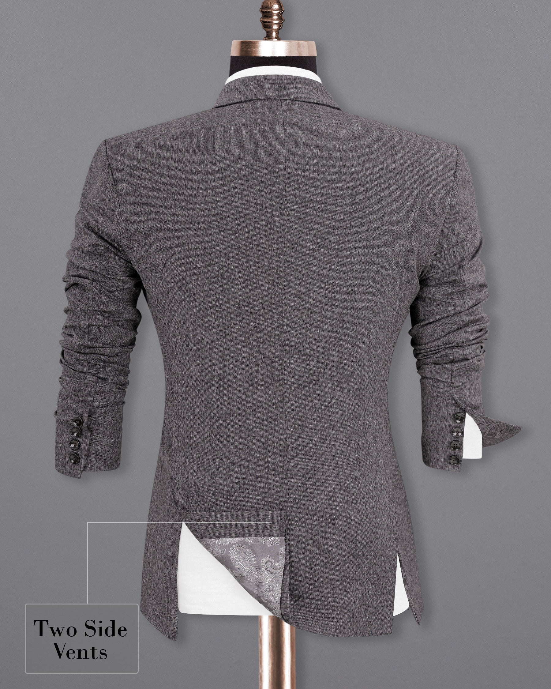 Mobster Grey Double-Breasted Premium Cotton Blazer BL1451-DB-36,BL1451-DB-38,BL1451-DB-40,BL1451-DB-42,BL1451-DB-44,BL1451-DB-46,BL1451-DB-48,BL1451-DB-50,BL1451-DB-52,BL1451-DB-54,BL1451-DB-56,BL1451-DB-58,BL1451-DB-60