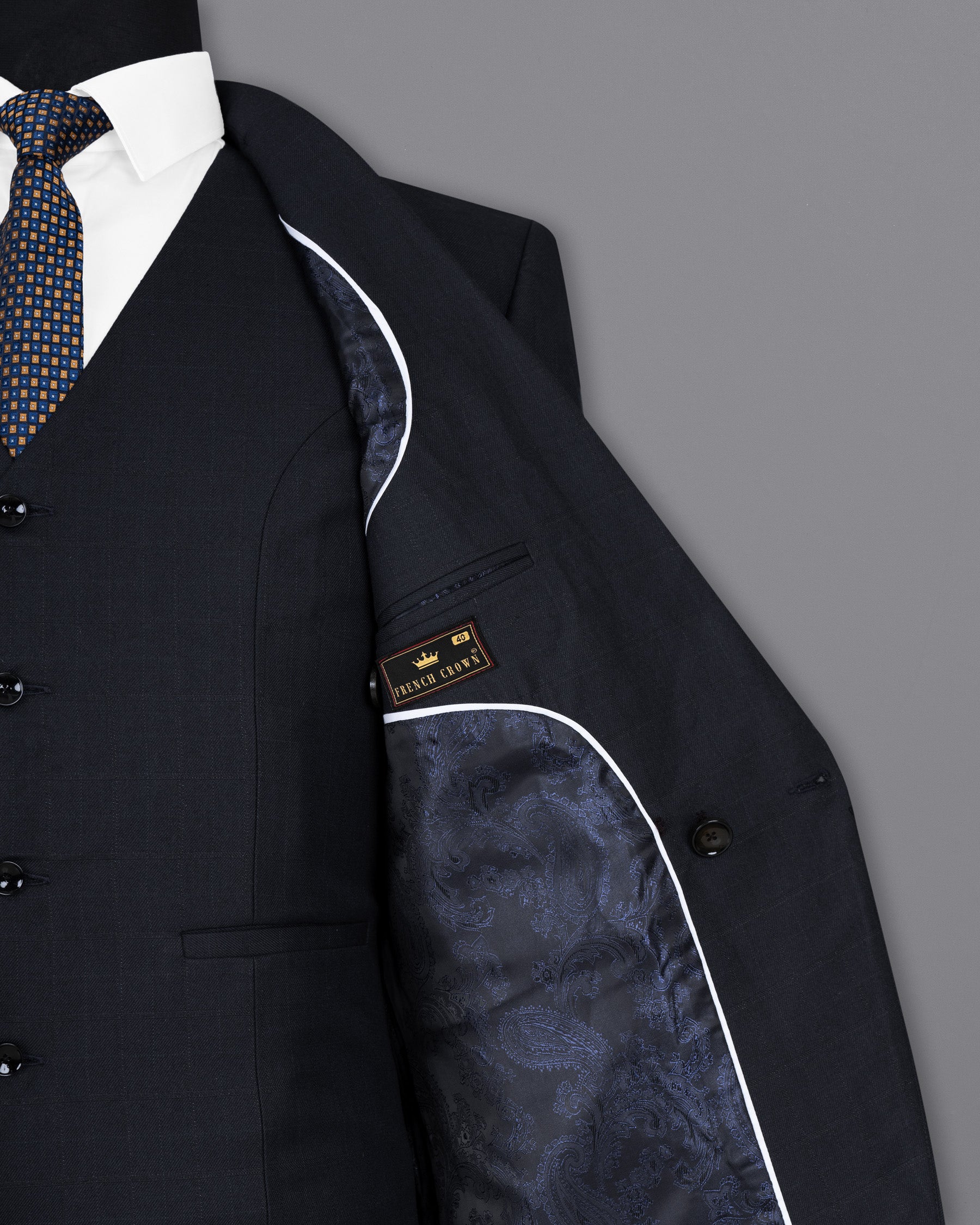Mirage Black Subtle windowpane Wool Rich Double Breasted Blazer BL1462-DB-2B-36,BL1462-DB-2B-38,BL1462-DB-2B-40,BL1462-DB-2B-42,BL1462-DB-2B-44,BL1462-DB-2B-46,BL1462-DB-2B-48,BL1462-DB-2B-50,BL1462-DB-2B-52,BL1462-DB-2B-54,BL1462-DB-2B-56,BL1462-DB-2B-58,BL1462-DB-2B-60
