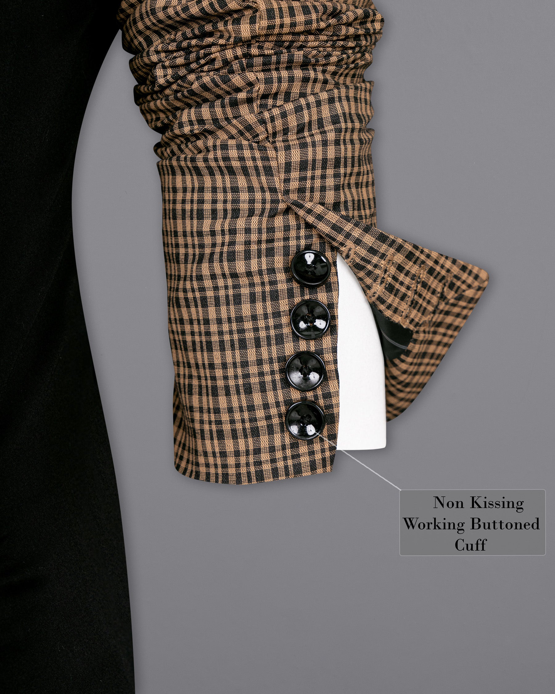 Brown Plaid with Black Wool Rich Blazer BL1497-D26-36, BL1497-D26-38, BL1497-D26-40, BL1497-D26-42, BL1497-D26-44, BL1497-D26-46, BL1497-D26-48, BL1497-D26-50, BL1497-D26-52, BL1497-D26-54, BL1497-D26-56, BL1497-D26-58, BL1497-D26-60