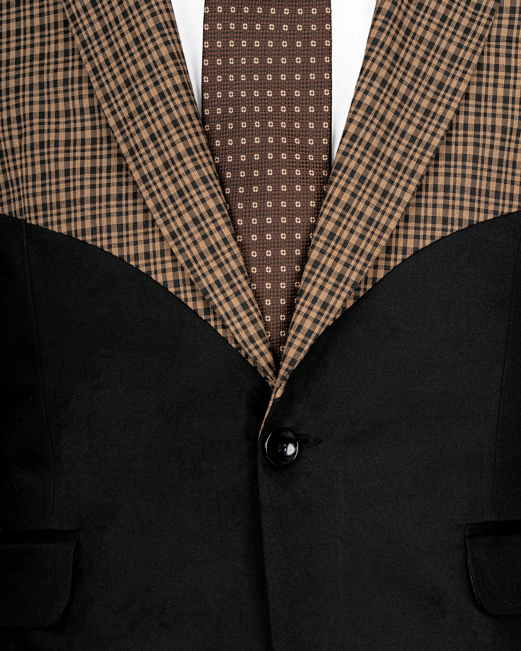 Brown Plaid with Black Wool Rich Blazer BL1497-D26-36, BL1497-D26-38, BL1497-D26-40, BL1497-D26-42, BL1497-D26-44, BL1497-D26-46, BL1497-D26-48, BL1497-D26-50, BL1497-D26-52, BL1497-D26-54, BL1497-D26-56, BL1497-D26-58, BL1497-D26-60