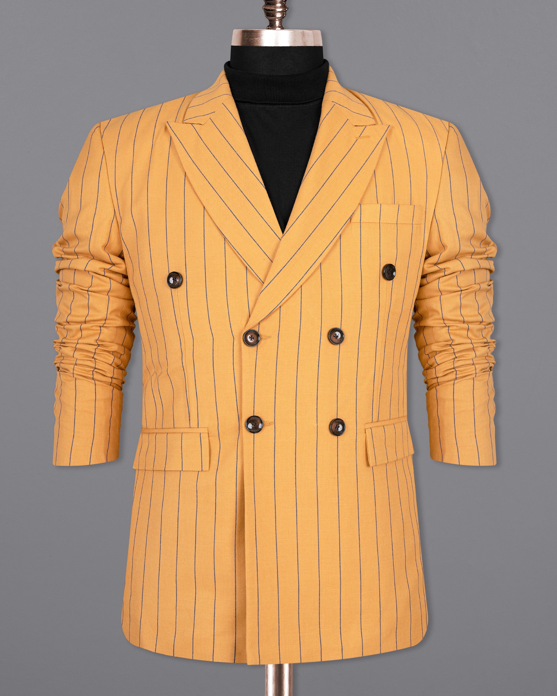 Sunshade Orange Striped Wool Rich Double Breasted Blazer BL1509-DB-36, BL1509-DB-38, BL1509-DB-40, BL1509-DB-42, BL1509-DB-44, BL1509-DB-46, BL1509-DB-48, BL1509-DB-50, BL1509-DB-52, BL1509-DB-54, BL1509-DB-56, BL1509-DB-58, BL1509-DB-60