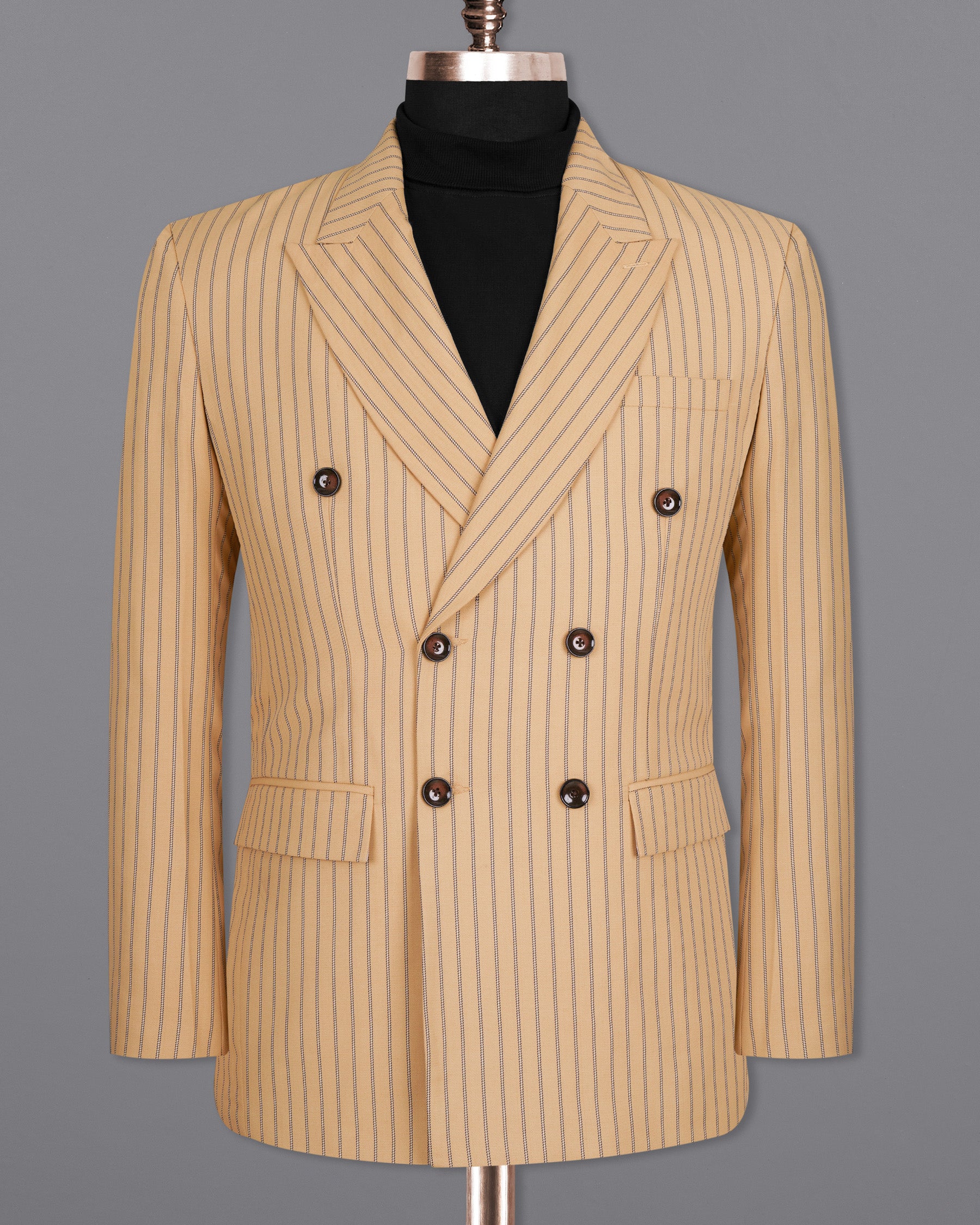 Harvest Gold Cream Striped Woolrich Double-breasted Blazer BL1518-DB-36, BL1518-DB-38, BL1518-DB-40, BL1518-DB-42, BL1518-DB-44, BL1518-DB-46, BL1518-DB-48, BL1518-DB-50, BL1518-DB-52, BL1518-DB-54, BL1518-DB-56, BL1518-DB-58, BL1518-DB-60