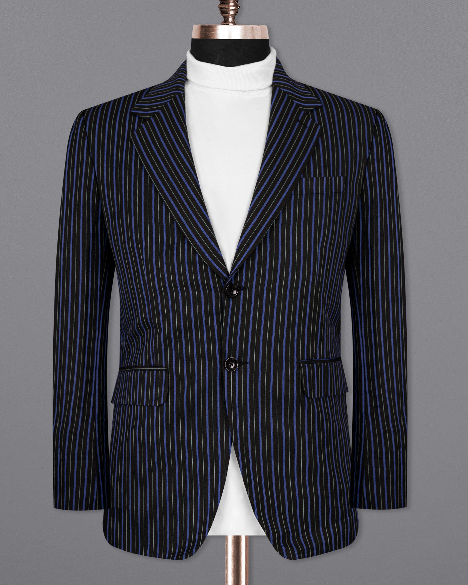 Jade Black and Mariner Blue Striped Woolrich Blazer