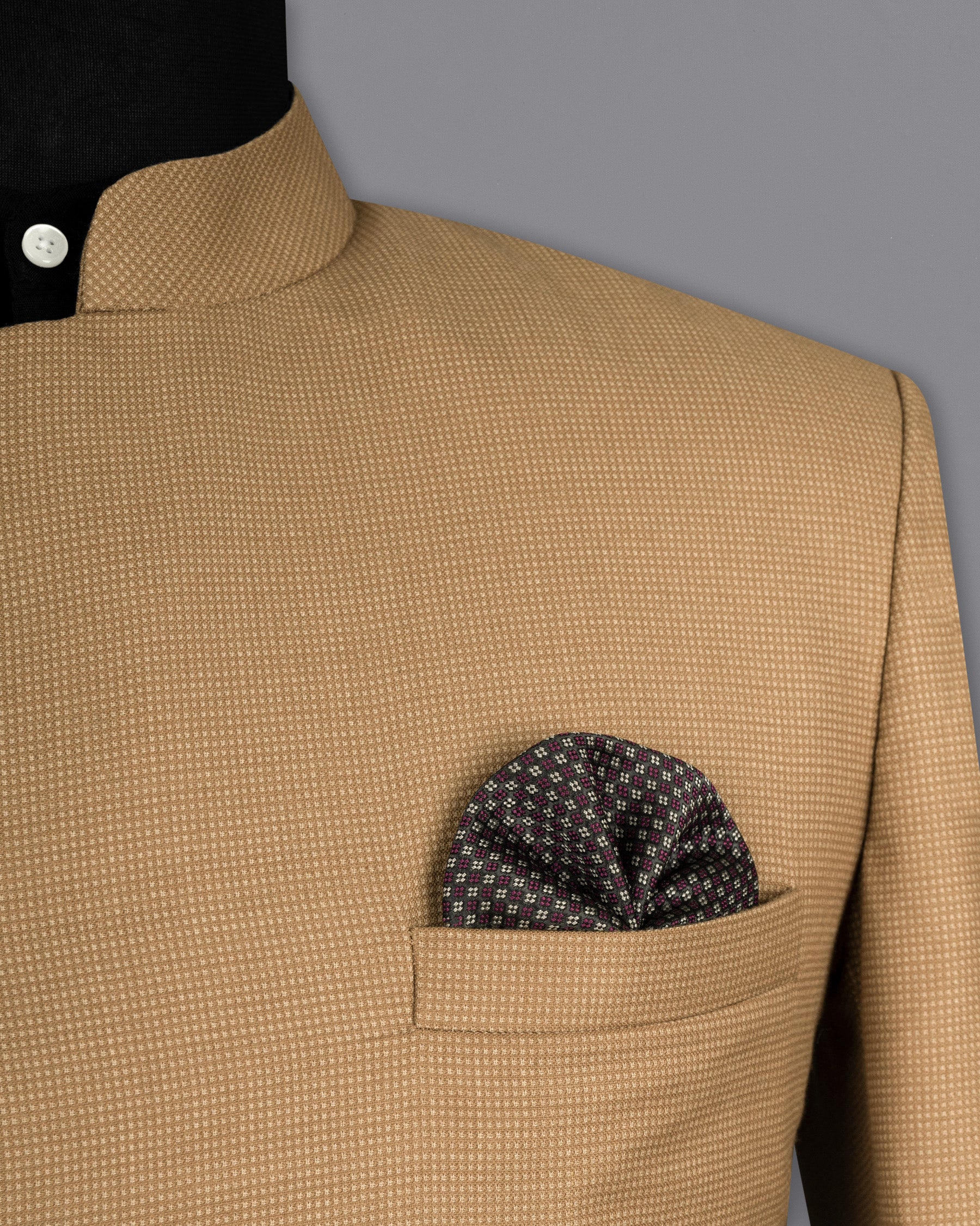 Oak Brown Cross Buttoned Bandhgala Premium Cotton Blazer BL1564-CBG-36, BL1564-CBG-38, BL1564-CBG-40, BL1564-CBG-42, BL1564-CBG-44, BL1564-CBG-46, BL1564-CBG-48, BL1564-CBG-50, BL1564-CBG-52, BL1564-CBG-54, BL1564-CBG-56, BL1564-CBG-58, BL1564-CBG-60