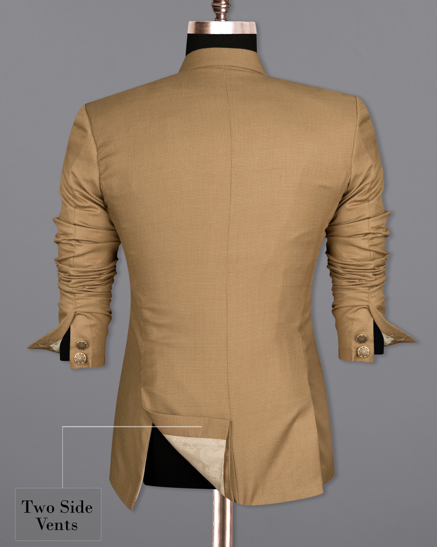 Oak Brown Cross Buttoned Bandhgala Premium Cotton Blazer BL1564-CBG-36, BL1564-CBG-38, BL1564-CBG-40, BL1564-CBG-42, BL1564-CBG-44, BL1564-CBG-46, BL1564-CBG-48, BL1564-CBG-50, BL1564-CBG-52, BL1564-CBG-54, BL1564-CBG-56, BL1564-CBG-58, BL1564-CBG-60