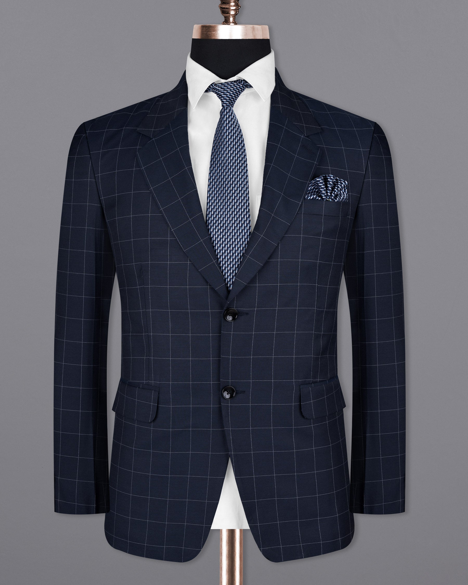 Shark Blue windowpane Wool Rich Blazer BL1594-SB-36, BL1594-SB-38, BL1594-SB-40, BL1594-SB-42, BL1594-SB-44, BL1594-SB-46, BL1594-SB-48, BL1594-SB-50, BL1594-SB-52, BL1594-SB-54, BL1594-SB-56, BL1594-SB-58, BL1594-SB-60