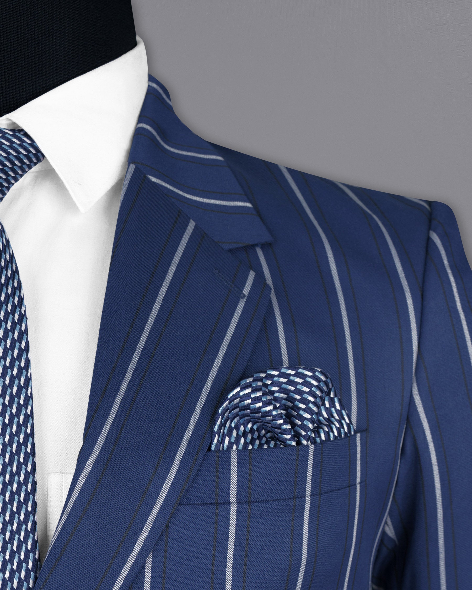 Rhino Blue Striped Wool Rich Blazer BL1596-SB-36, BL1596-SB-38, BL1596-SB-40, BL1596-SB-42, BL1596-SB-44, BL1596-SB-46, BL1596-SB-48, BL1596-SB-50, BL1596-SB-52, BL1596-SB-54, BL1596-SB-56, BL1596-SB-58, BL1596-SB-60