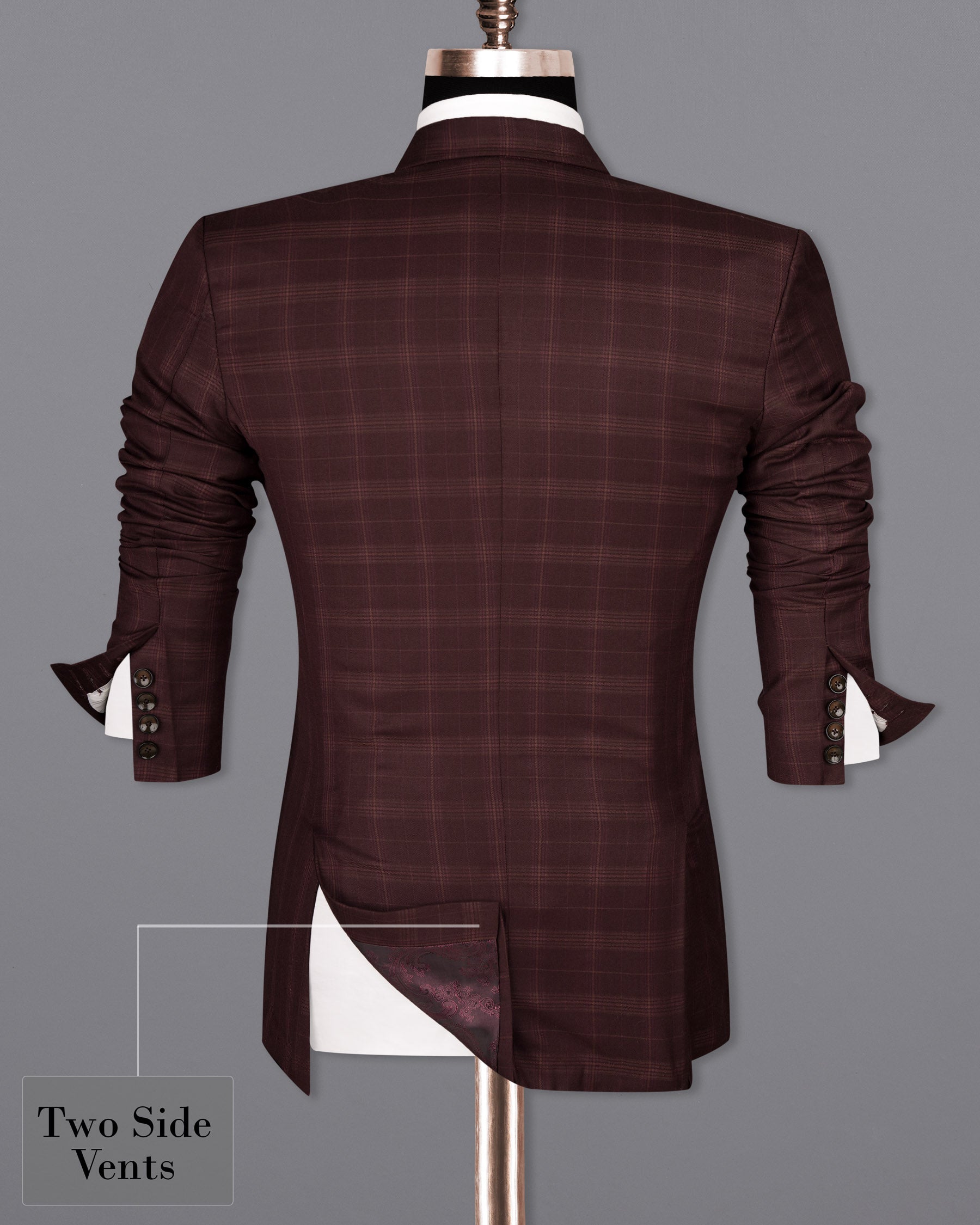 Crater Brown Super fine Plaid Double Breasted Wool Rich Blazer BL1607-DB-36, BL1607-DB-38, BL1607-DB-40, BL1607-DB-42, BL1607-DB-44, BL1607-DB-46, BL1607-DB-48, BL1607-DB-50, BL1607-DB-52, BL1607-DB-54, BL1607-DB-56, BL1607-DB-58, BL1607-DB-60
