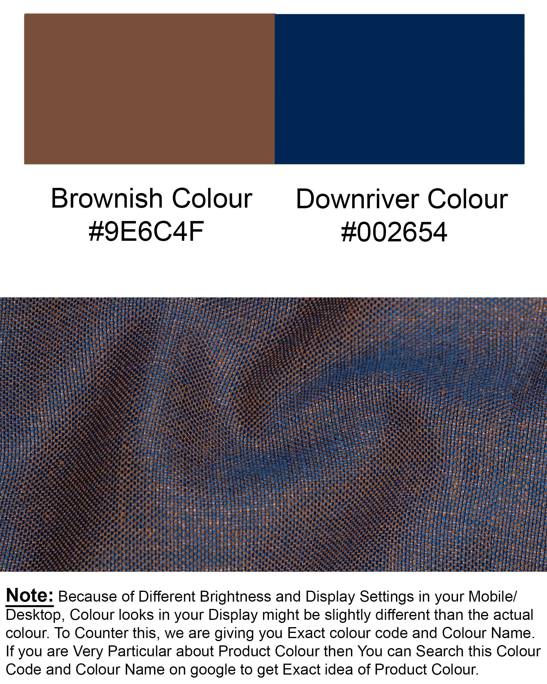 Brownish with Downriver Blue Two Tone Double Breasted Designer Blazer BL1642-DB-36, BL1642-DB-38, BL1642-DB-40, BL1642-DB-42, BL1642-DB-44, BL1642-DB-46, BL1642-DB-48, BL1642-DB-50, BL1642-DB-52, BL1642-DB-54, BL1642-DB-56, BL1642-DB-58, BL1642-DB-60