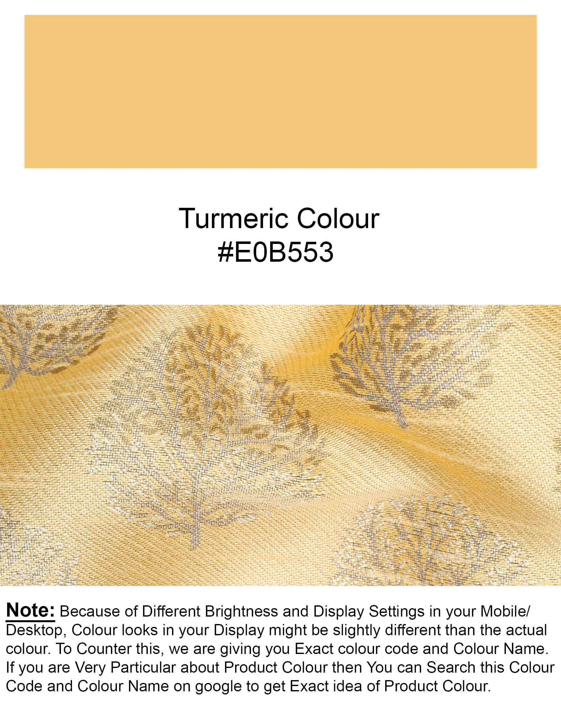 Turmeric Yellow Trees Printed Bandhgala Designer Blazer BL1648-BG-36, BL1648-BG-38, BL1648-BG-40, BL1648-BG-42, BL1648-BG-44, BL1648-BG-46, BL1648-BG-48, BL1648-BG-50, BL1648-BG-52, BL1648-BG-54, BL1648-BG-56, BL1648-BG-58, BL1648-BG-60