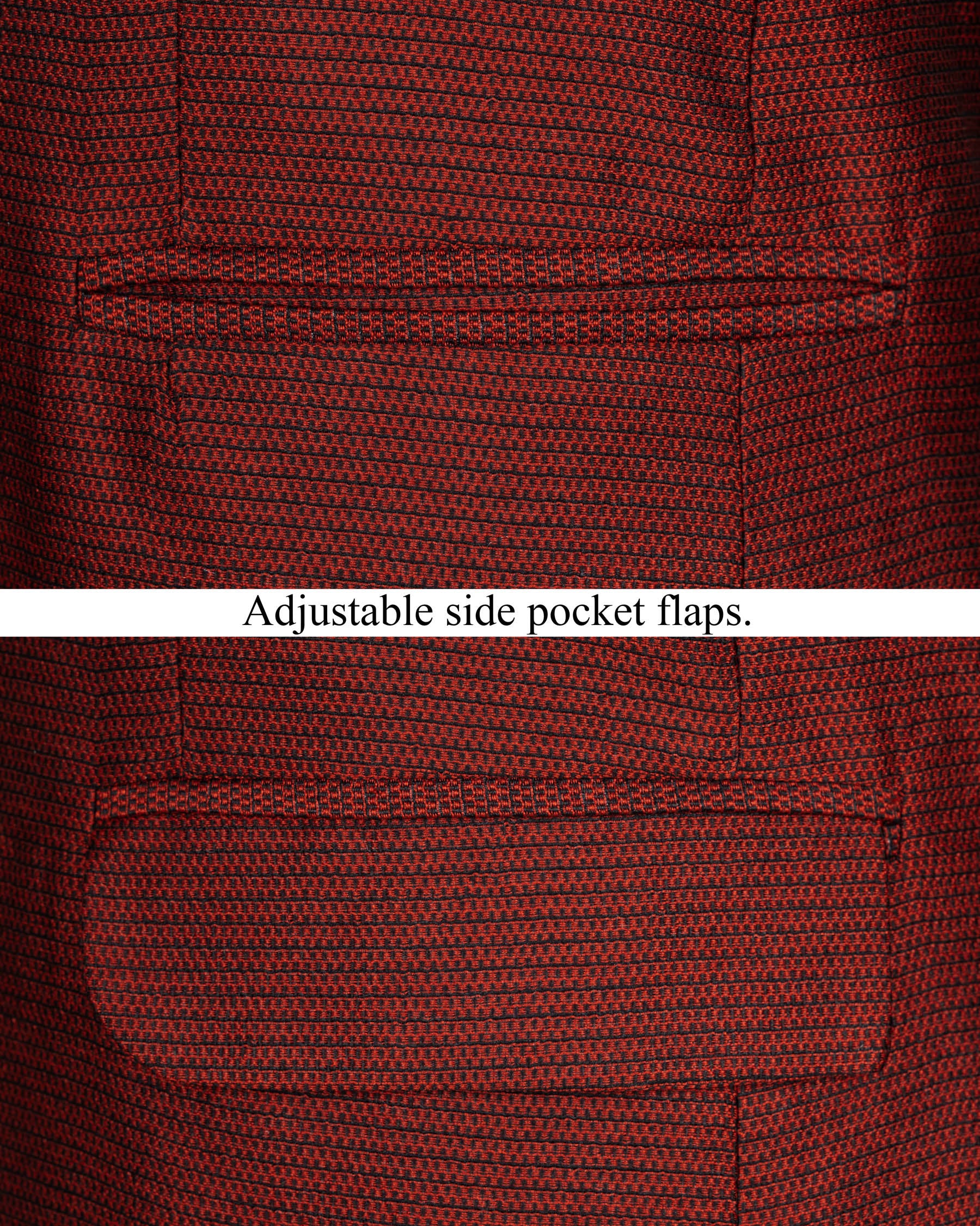 Moccaccino Red Cross Placket Bandhgala Designer Blazer