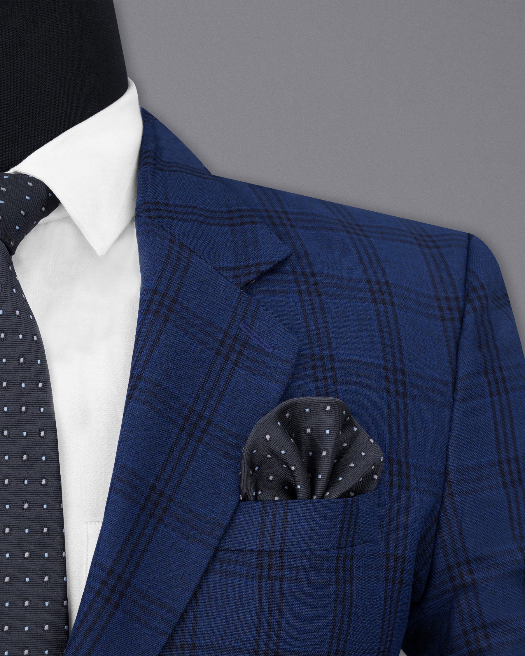 Dark Byzantium Blue Plaid Blazer