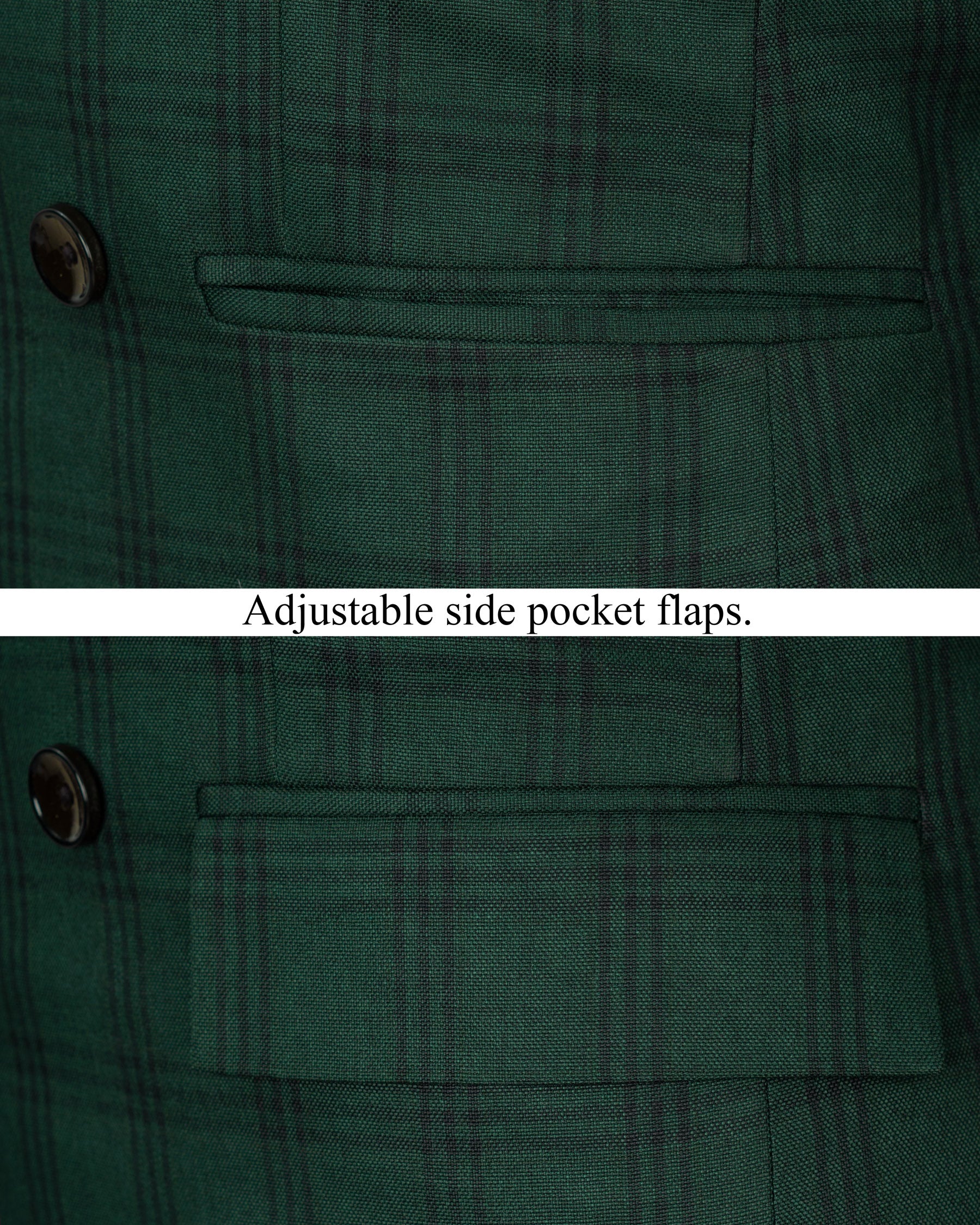 Phthalo Green Windowpane Double Breasted Blazer