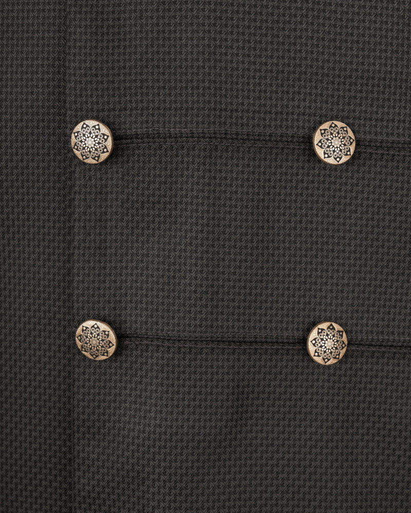 Dune Brown Designer Cross Placket Bandhgala Blazer