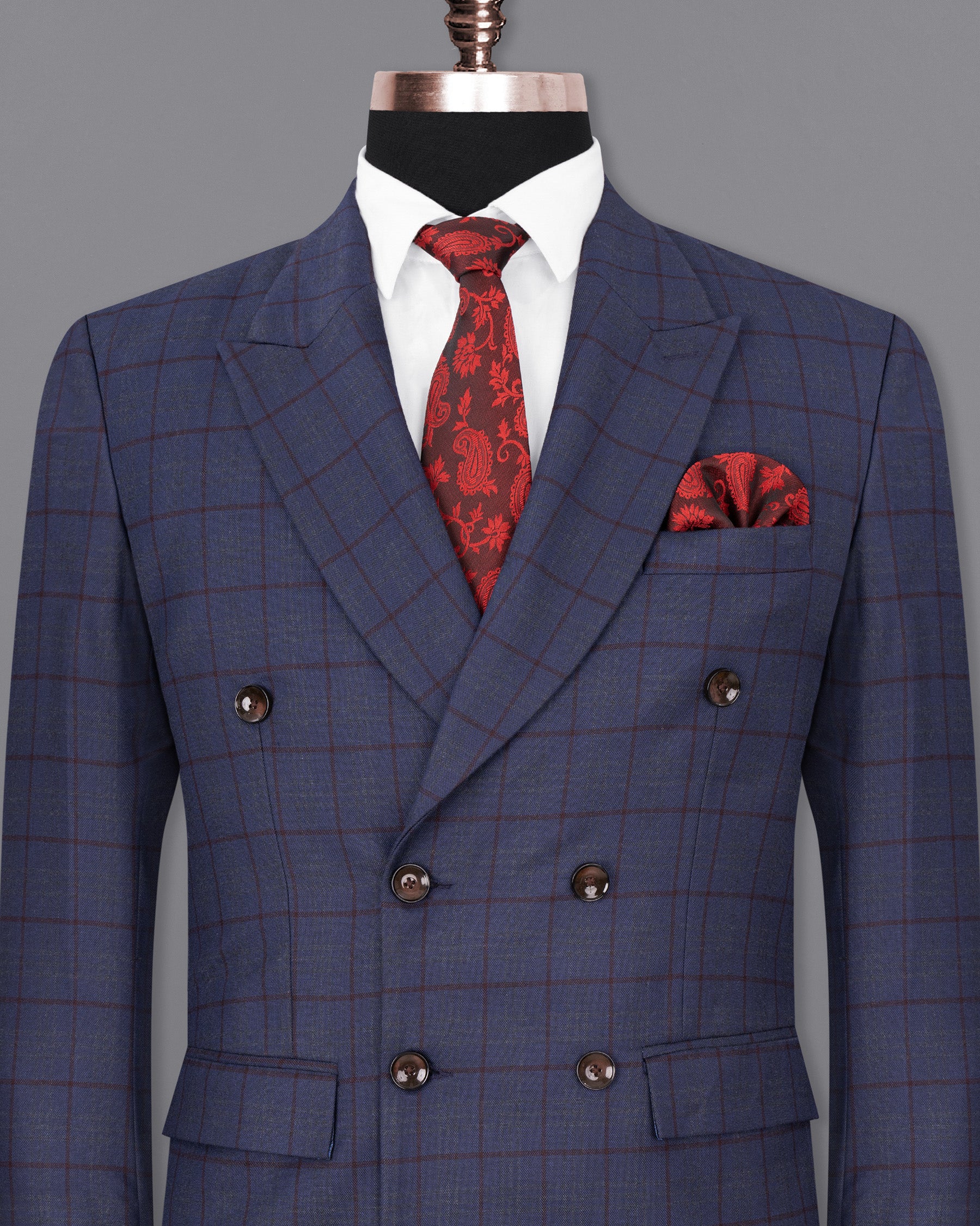 River Bed Blue Windowpane Double Breasted Blazer BL1771-DB-36, BL1771-DB-38, BL1771-DB-40, BL1771-DB-42, BL1771-DB-44, BL1771-DB-46, BL1771-DB-48, BL1771-DB-50, BL1771-DB-52, BL1771-DB-54, BL1771-DB-56, BL1771-DB-58, BL1771-DB-60