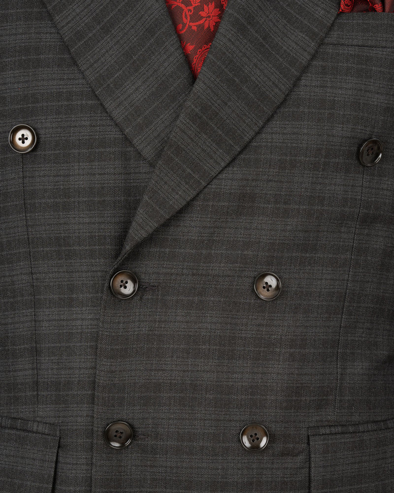 Iridium Grey Subtle Plaid Double Breasted Blazer BL1782-DB-36, BL1782-DB-38, BL1782-DB-40, BL1782-DB-42, BL1782-DB-44, BL1782-DB-46, BL1782-DB-48, BL1782-DB-50, BL1782-DB-52, BL1782-DB-54, BL1782-DB-56, BL1782-DB-58, BL1782-DB-60