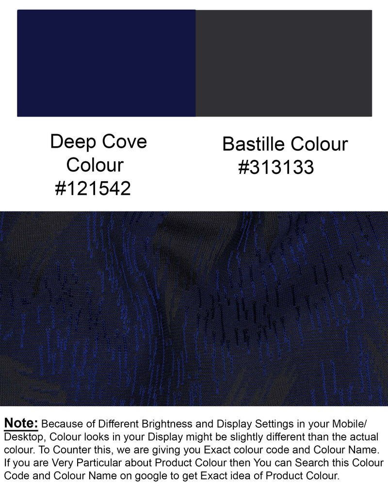 Deep Cove Blue Textured Cross Buttoned Bandhgala Blazer BL1795-CBG-36, BL1795-CBG-38, BL1795-CBG-40, BL1795-CBG-42, BL1795-CBG-44, BL1795-CBG-46, BL1795-CBG-48, BL1795-CBG-50, BL1795-CBG-52, BL1795-CBG-54, BL1795-CBG-56, BL1795-CBG-58, BL1795-CBG-60