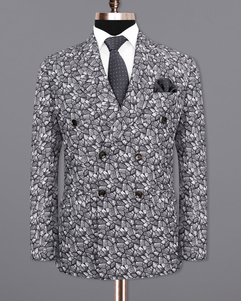Charade Grey and White Double Breasted Designer Blazer BL1810-DB-36, BL1810-DB-38, BL1810-DB-40, BL1810-DB-42, BL1810-DB-44, BL1810-DB-46, BL1810-DB-48, BL1810-DB-50, BL1810-DB-52, BL1810-DB-54, BL1810-DB-56, BL1810-DB-58, BL1810-DB-60