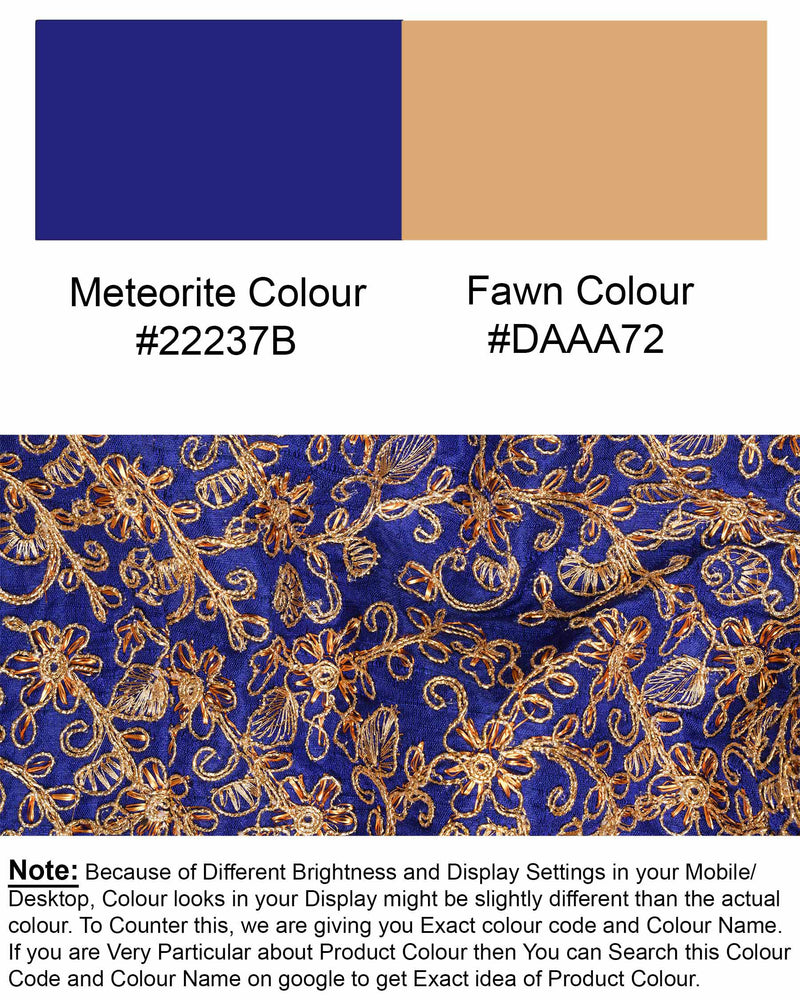 Meteorite Blue and Fawn Cross-Button Bandhgala Designer Blazer BL1814-CBG-36, BL1814-CBG-38, BL1814-CBG-40, BL1814-CBG-42, BL1814-CBG-44, BL1814-CBG-46, BL1814-CBG-48, BL1814-CBG-50, BL1814-CBG-52, BL1814-CBG-54, BL1814-CBG-56, BL1814-CBG-58, BL1814-CBG-60