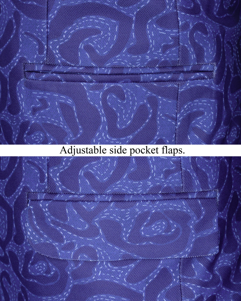 Indigo with Scampi Blue Camouflage Designer Blazer BL1819-SB-36, BL1819-SB-38, BL1819-SB-40, BL1819-SB-42, BL1819-SB-44, BL1819-SB-46, BL1819-SB-48, BL1819-SB-50, BL1819-SB-52, BL1819-SB-54, BL1819-SB-56, BL1819-SB-58, BL1819-SB-60