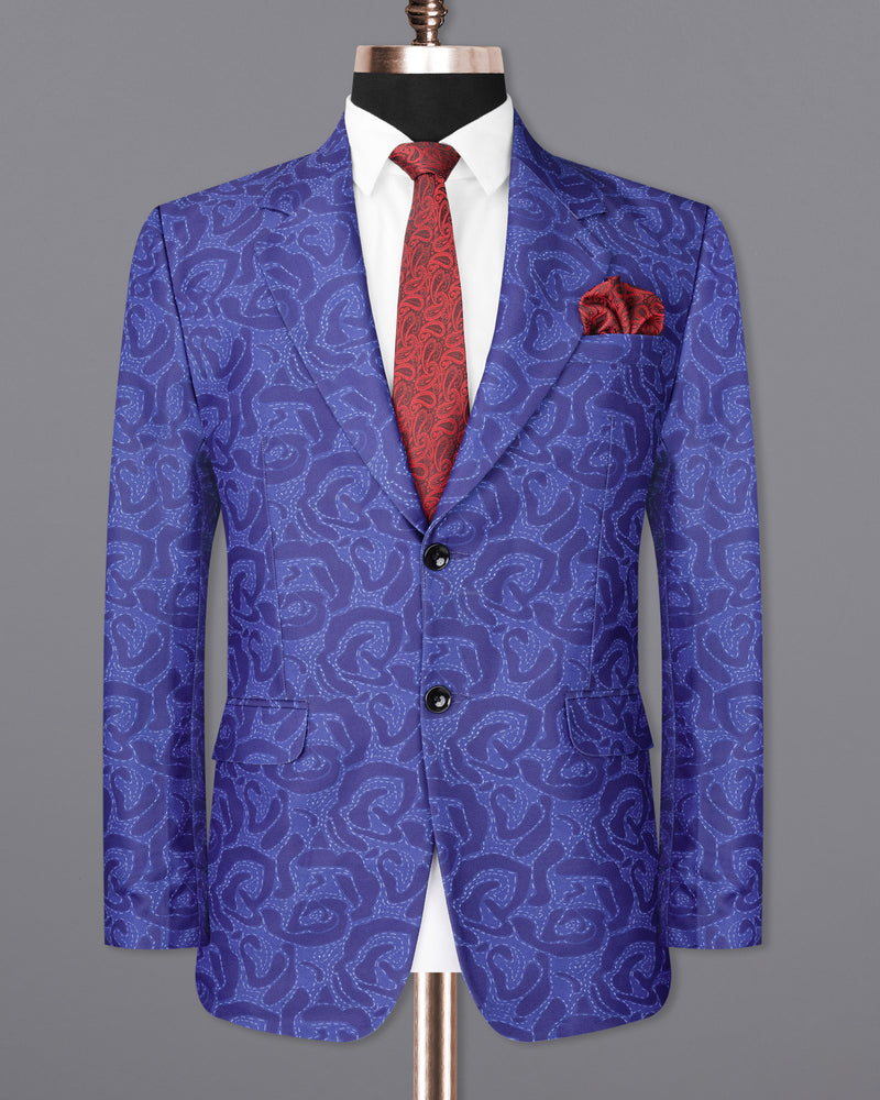 Indigo with Scampi Blue Camouflage Designer Blazer BL1819-SB-36, BL1819-SB-38, BL1819-SB-40, BL1819-SB-42, BL1819-SB-44, BL1819-SB-46, BL1819-SB-48, BL1819-SB-50, BL1819-SB-52, BL1819-SB-54, BL1819-SB-56, BL1819-SB-58, BL1819-SB-60