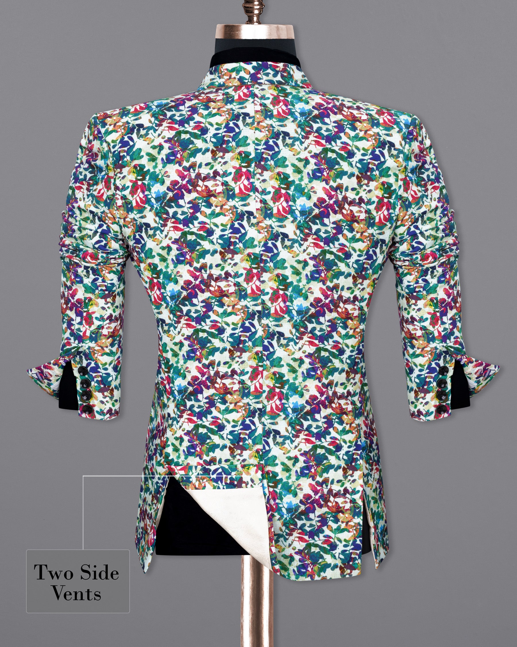 Tranquil White with Multicolour Floral Printed Designer Blazer BL1824-SB-36, BL1824-SB-38, BL1824-SB-40, BL1824-SB-42, BL1824-SB-44, BL1824-SB-46, BL1824-SB-48, BL1824-SB-50, BL1824-SB-52, BL1824-SB-54, BL1824-SB-56, BL1824-SB-58, BL1824-SB-60