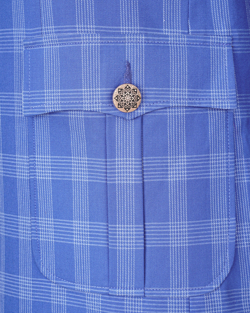 Glaucous Blue Plaid Designer Sports Blazer BL1860-BG-D41-36, BL1860-BG-D41-38, BL1860-BG-D41-40, BL1860-BG-D41-42, BL1860-BG-D41-44, BL1860-BG-D41-46, BL1860-BG-D41-48, BL1860-BG-D41-50, BL1860-BG-D41-52, BL1860-BG-D41-54, BL1860-BG-D41-56, BL1860-BG-D41-58, BL1860-BG-D41-60
