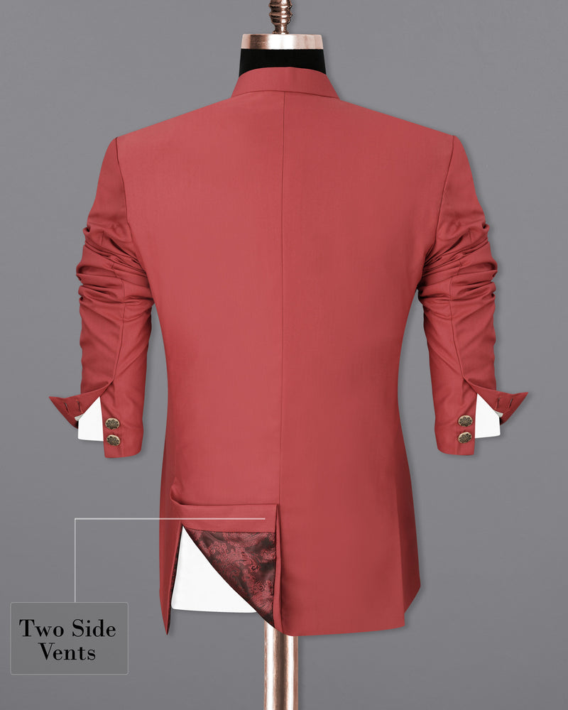 Chestnut Red Bandhgala Designer Sports Blazer