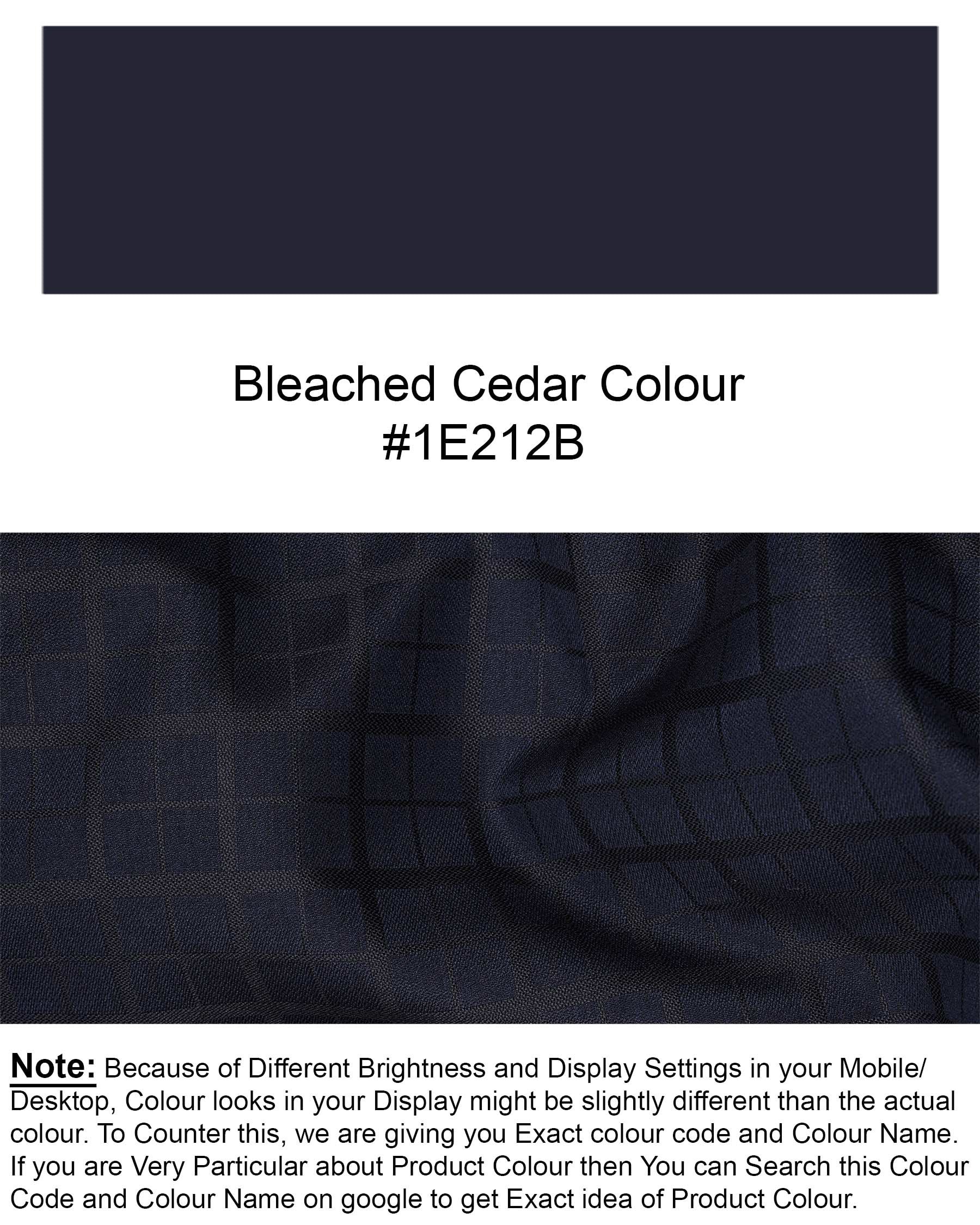 Bleached Cedar Navy Blue subtle Plaid Single Breasted Blazer