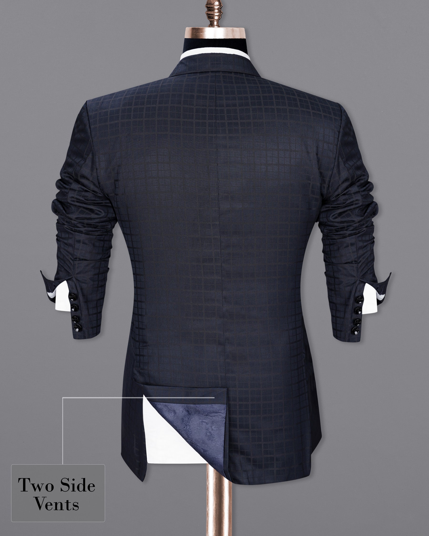 Bleached Cedar Navy Blue subtle Plaid Single Breasted Blazer BL1938-SB-36,BL1938-SB-38,BL1938-SB-40,BL1938-SB-42,BL1938-SB-44,BL1938-SB-46,BL1938-SB-48,BL1938-SB-50,BL1938-SB-52,BL1938-SB-54,BL1938-SB-56,BL1938-SB-58,BL1938-SB-60