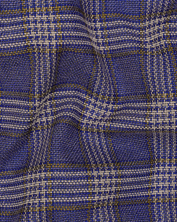 Meteorite Navy Blue with Tide Brown Plaid Double Breasted Designer Blazer BL1969-DB-D42-36, BL1969-DB-D42-38, BL1969-DB-D42-40, BL1969-DB-D42-42, BL1969-DB-D42-44, BL1969-DB-D42-46, BL1969-DB-D42-48, BL1969-DB-D42-50, BL1969-DB-D42-52, BL1969-DB-D42-54, BL1969-DB-D42-56, BL1969-DB-D42-58, BL1969-DB-D42-60