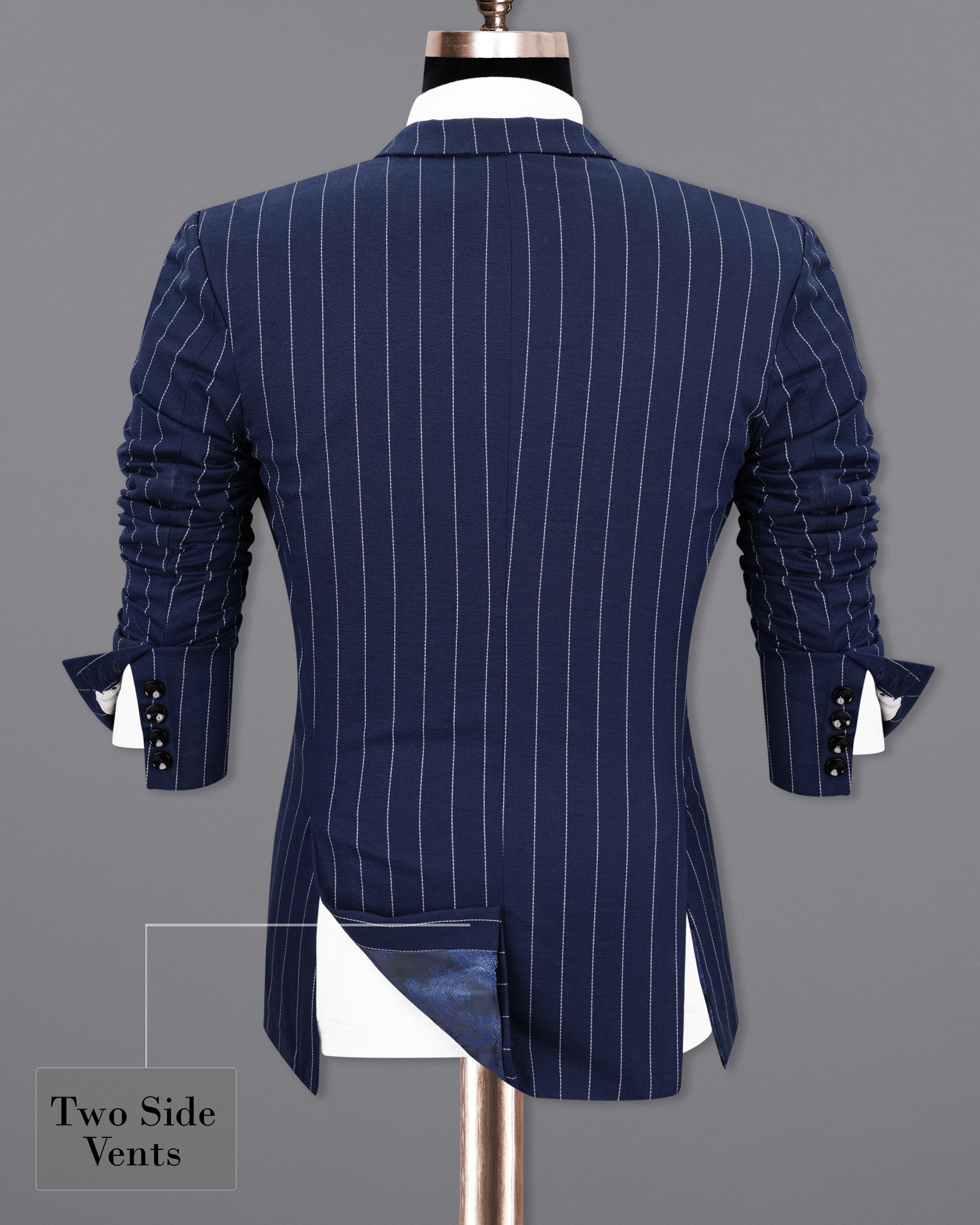 Zodiac Blue Striped Single Breasted Blazer BL1983-SB-36, BL1983-SB-38, BL1983-SB-40, BL1983-SB-42, BL1983-SB-44, BL1983-SB-46, BL1983-SB-48, BL1983-SB-50, BL1983-SB-52, BL1983-SB-54, BL1983-SB-56, BL1983-SB-58, BL1983-SB-60