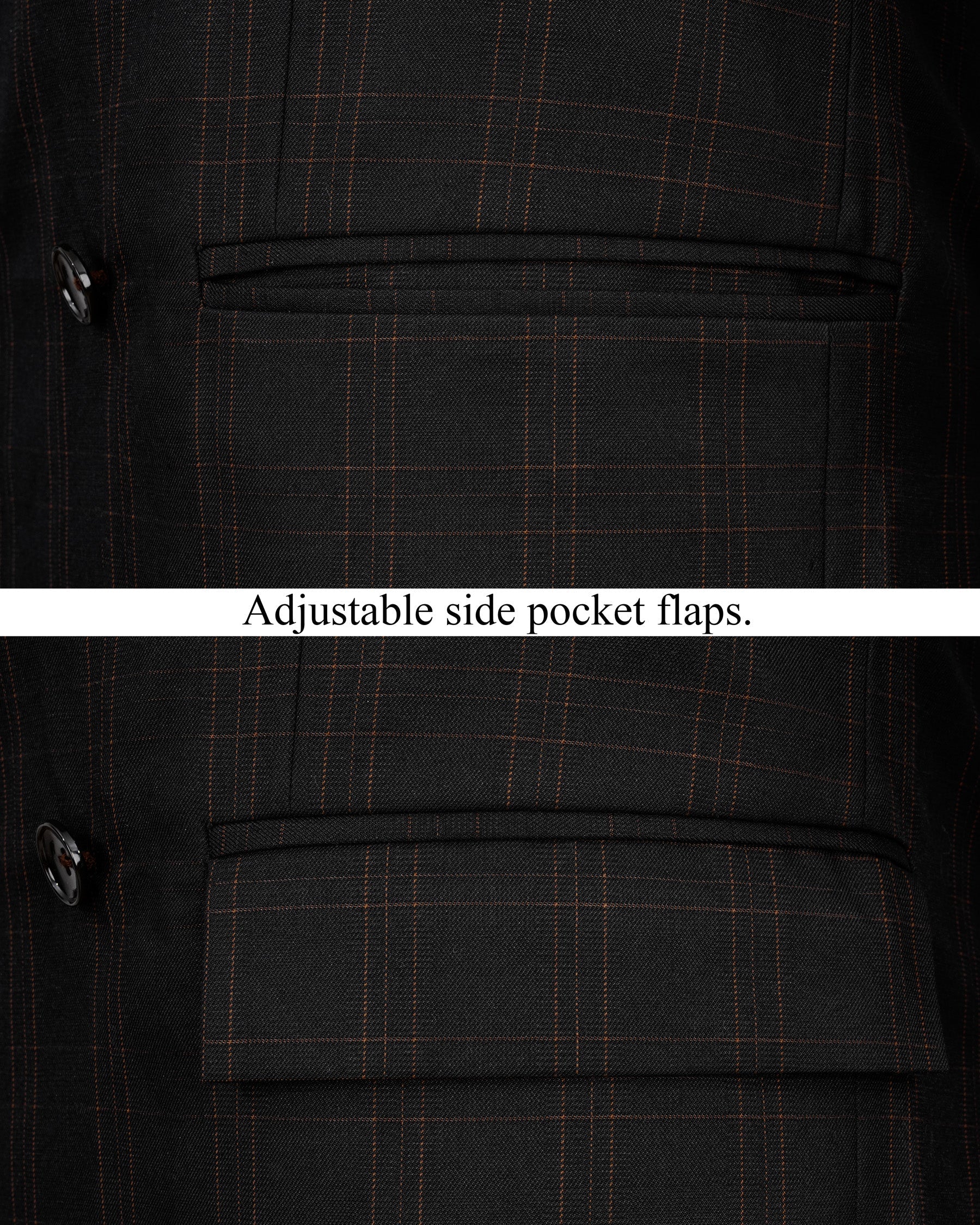 Jaguar Black Plaid Double Breasted Blazer BL1995-DB-36, BL1995-DB-38, BL1995-DB-40, BL1995-DB-42, BL1995-DB-44, BL1995-DB-46, BL1995-DB-48, BL1995-DB-50, BL1995-DB-52, BL1995-DB-54, BL1995-DB-56, BL1995-DB-58, BL1995-DB-60