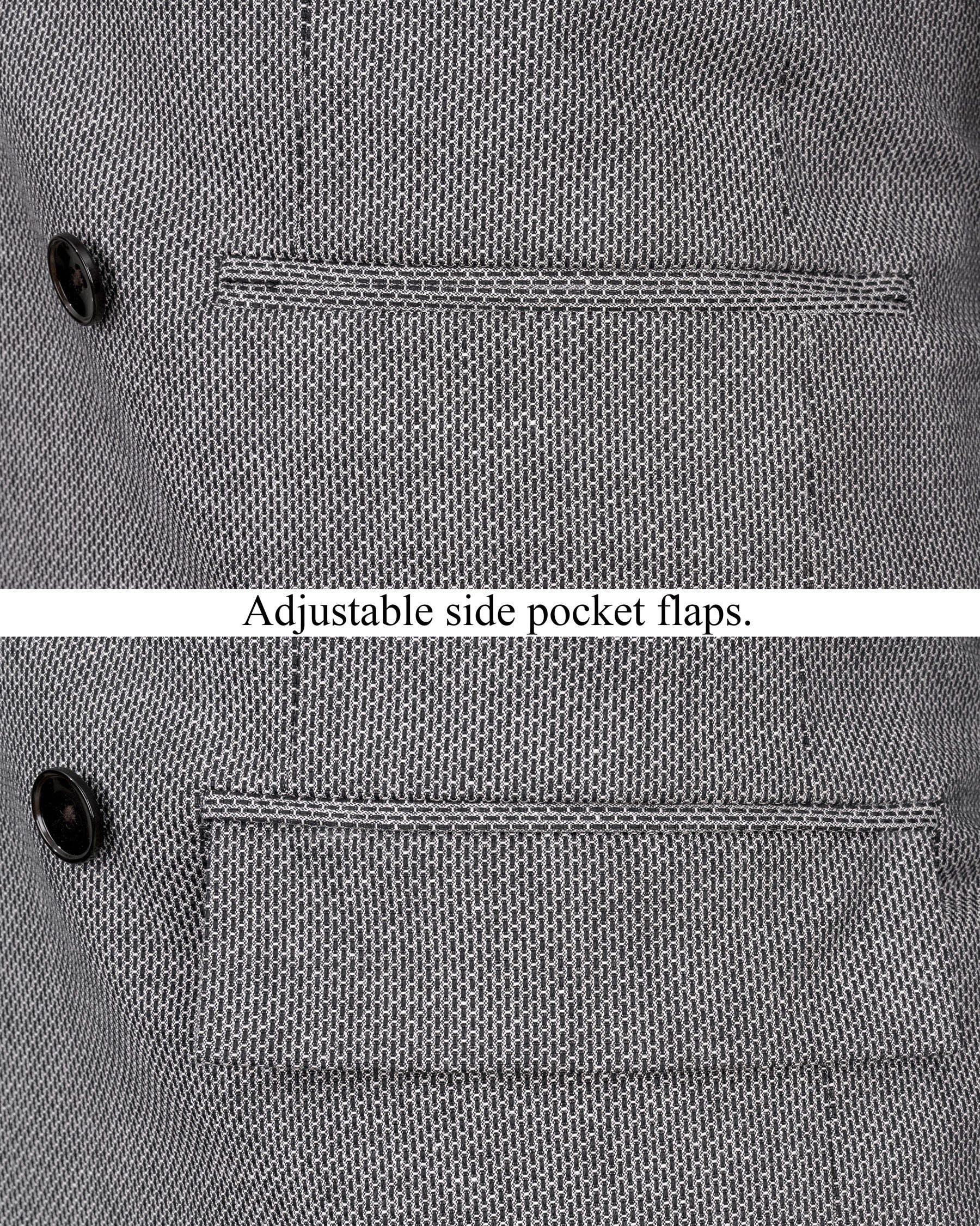 Pale Slate Gray and Black Premium Cotton Double Breasted Blazer BL2021-DB-36, BL2021-DB-38, BL2021-DB-40, BL2021-DB-42, BL2021-DB-44, BL2021-DB-46, BL2021-DB-48, BL2021-DB-50, BL2021-DB-52, BL2021-DB-54, BL2021-DB-56, BL2021-DB-58, BL2021-DB-60