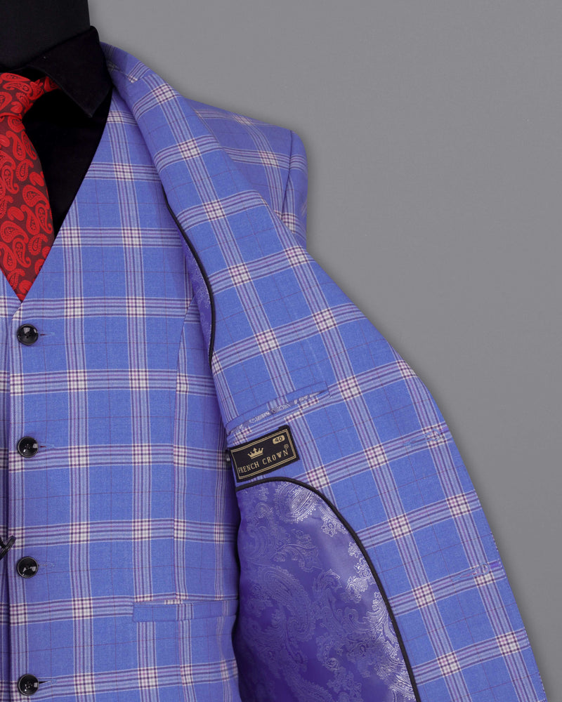 Glaucous Blue with Gainsboro Gray Plaid Single Breasted Blazer BL2057-SB-36, BL2057-SB-38, BL2057-SB-40, BL2057-SB-42, BL2057-SB-44, BL2057-SB-46, BL2057-SB-48, BL2057-SB-50, BL2057-SB-52, BL2057-SB-54, BL2057-SB-56, BL2057-SB-58, BL2057-SB-60