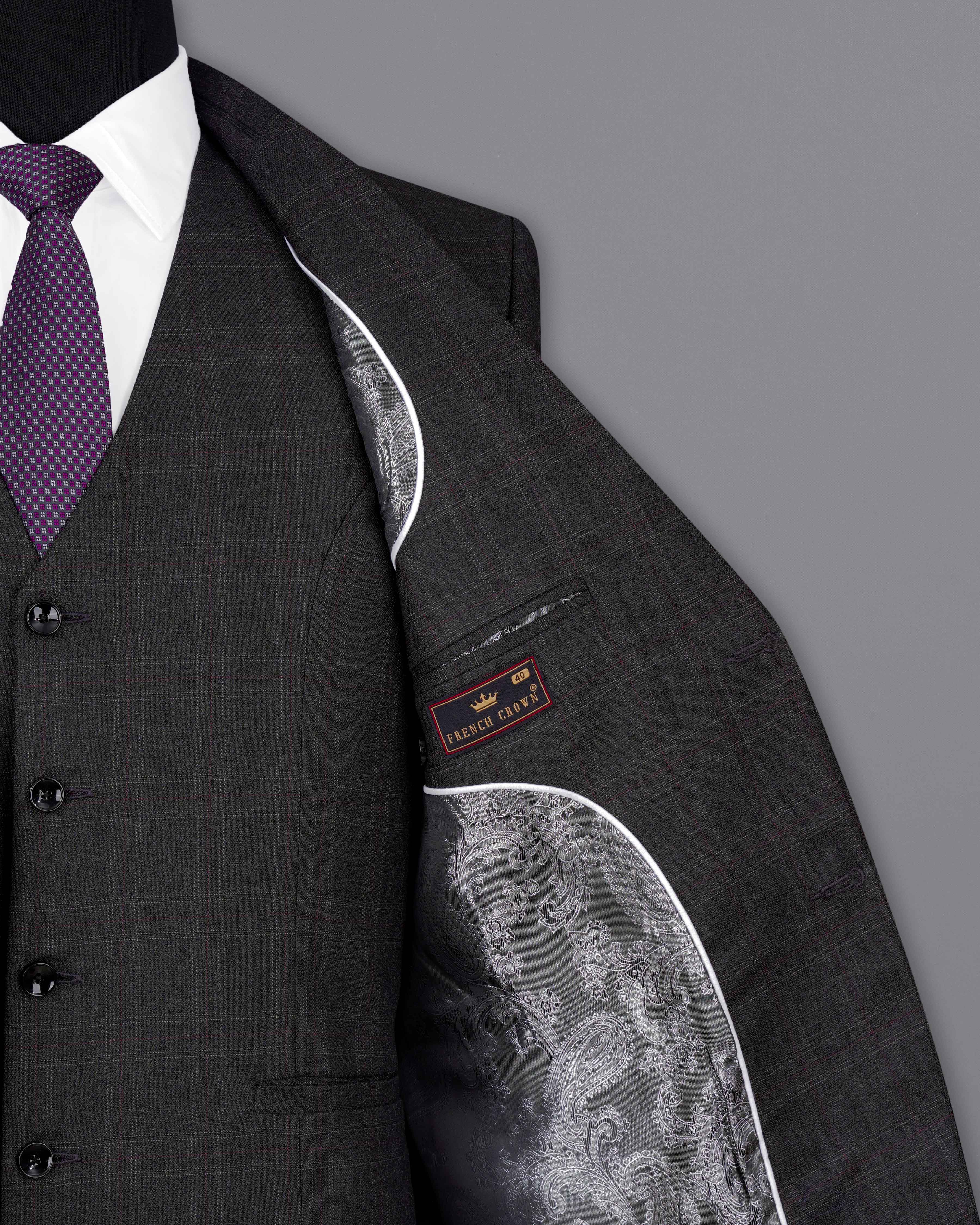 Nero Grey Subtle Plaid Single-Breasted Blazer BL2078-SB-36, BL2078-SB-38, BL2078-SB-40, BL2078-SB-42, BL2078-SB-44, BL2078-SB-46, BL2078-SB-48, BL2078-SB-50, BL2078-SB-52, BL2078-SB-54, BL2078-SB-56, BL2078-SB-58, BL2078-SB-60