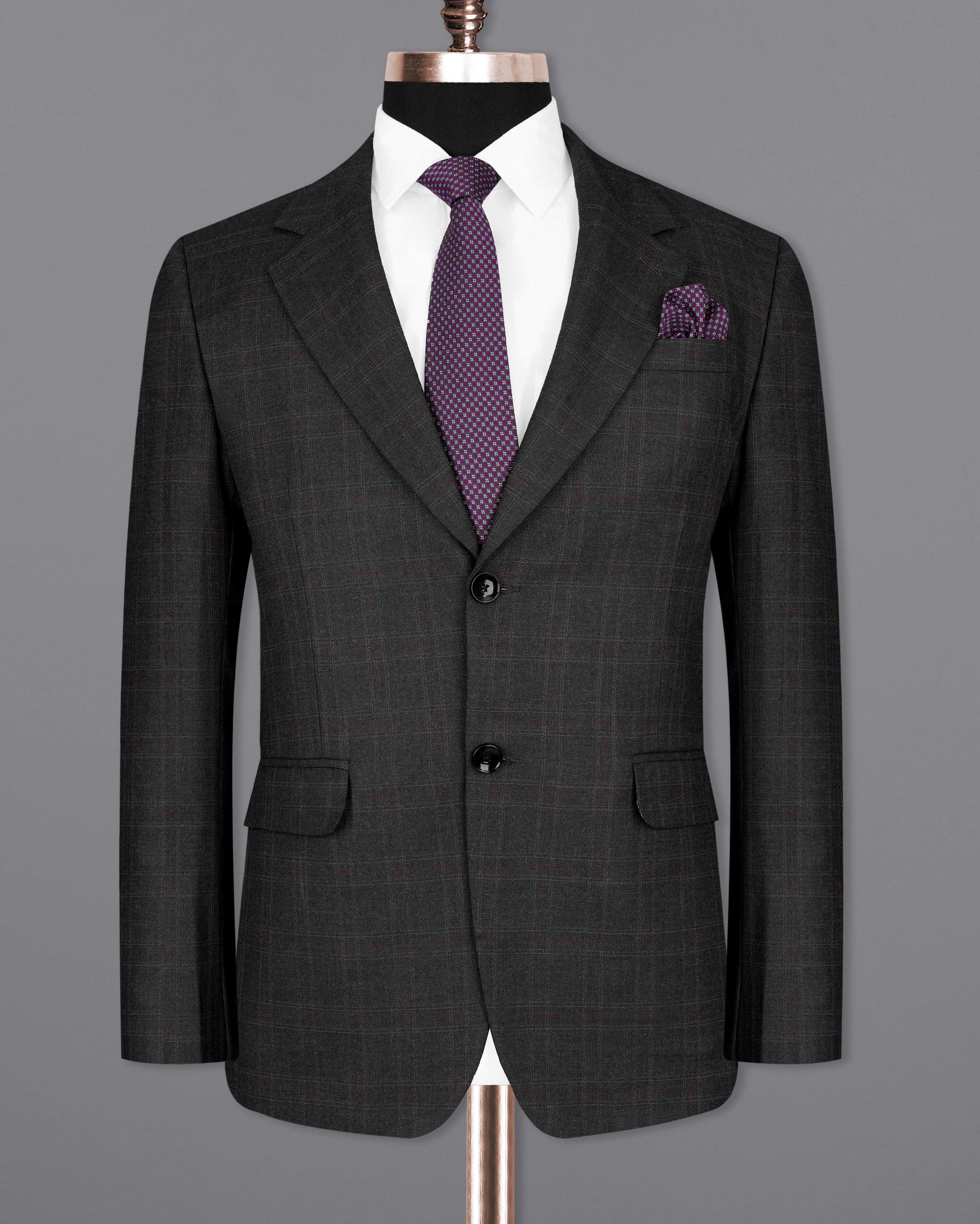 Nero Grey Subtle Plaid Single-Breasted Blazer BL2078-SB-36, BL2078-SB-38, BL2078-SB-40, BL2078-SB-42, BL2078-SB-44, BL2078-SB-46, BL2078-SB-48, BL2078-SB-50, BL2078-SB-52, BL2078-SB-54, BL2078-SB-56, BL2078-SB-58, BL2078-SB-60