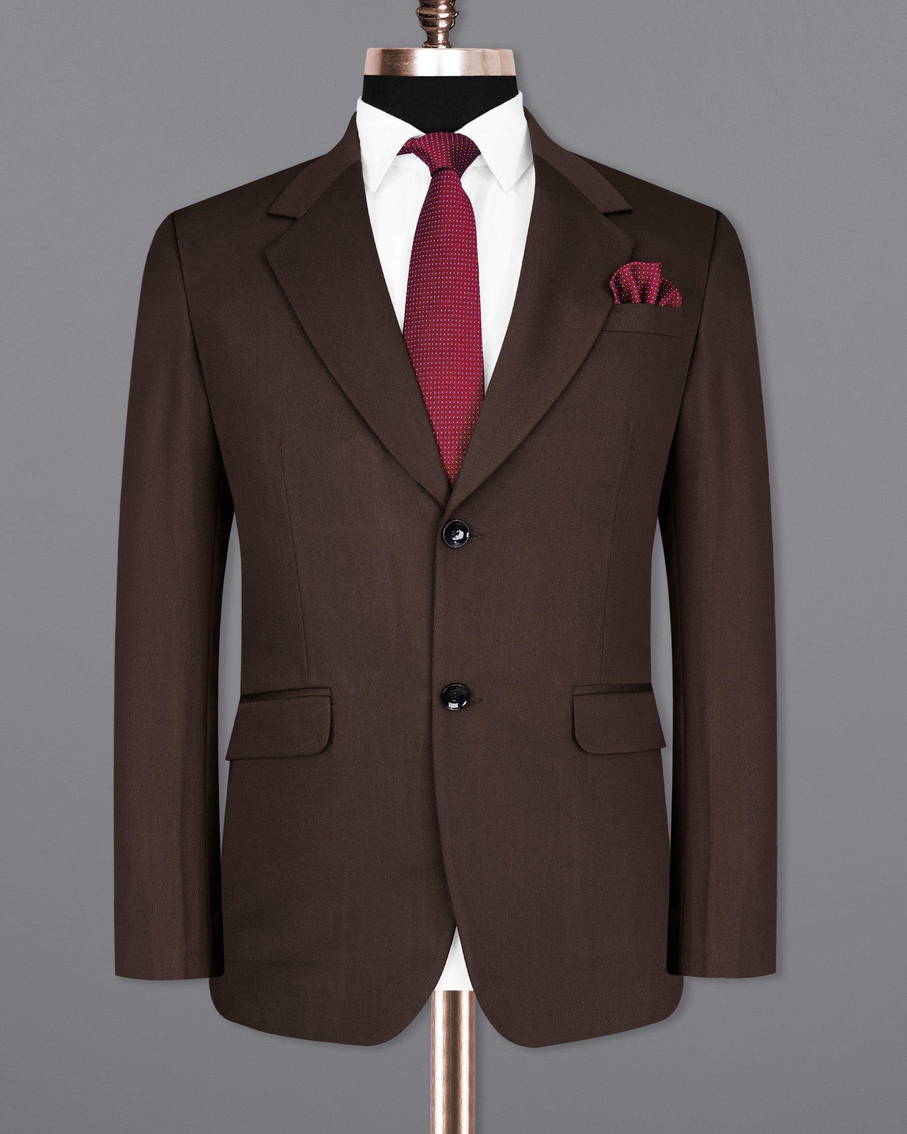 Bistre Solid Brown Single Breasted Blazer BL2096-SB-36, BL2096-SB-38, BL2096-SB-40, BL2096-SB-42, BL2096-SB-44, BL2096-SB-46, BL2096-SB-48, BL2096-SB-50, BL2096-SB-52, BL2096-SB-54, BL2096-SB-56, BL2096-SB-58, BL2096-SB-60