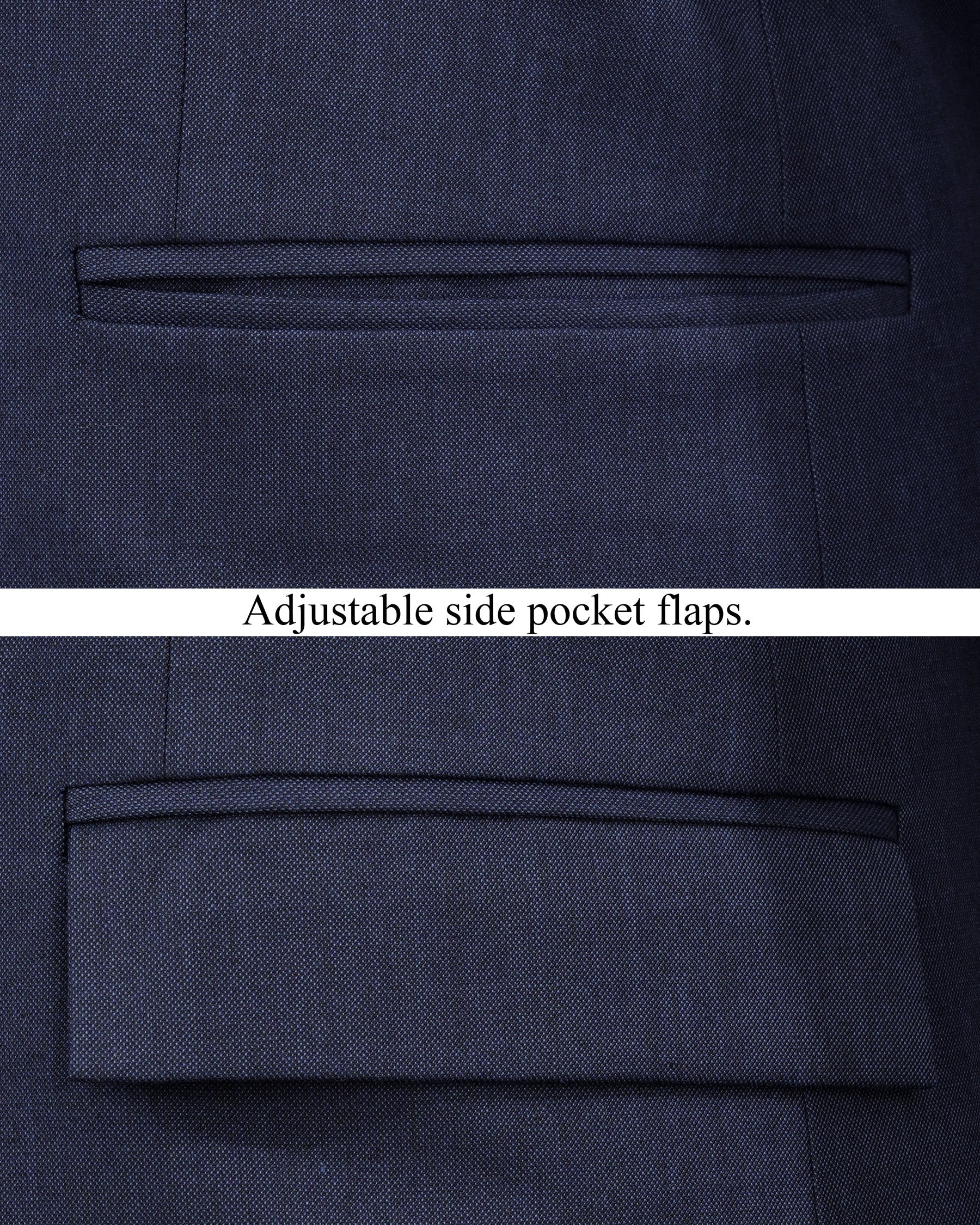 Gunmetal Navy Blue Cross Placket Bandhgala Blazer