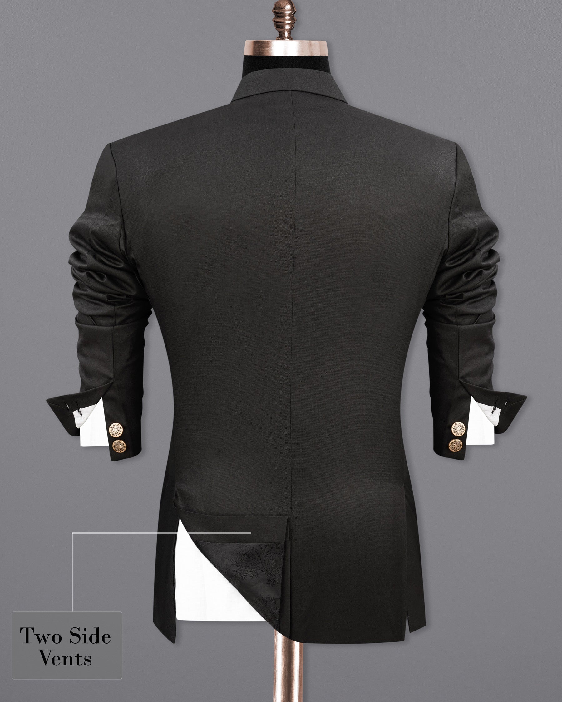 Zeus Black Bandhgala Asymmetrical Designer Blazer