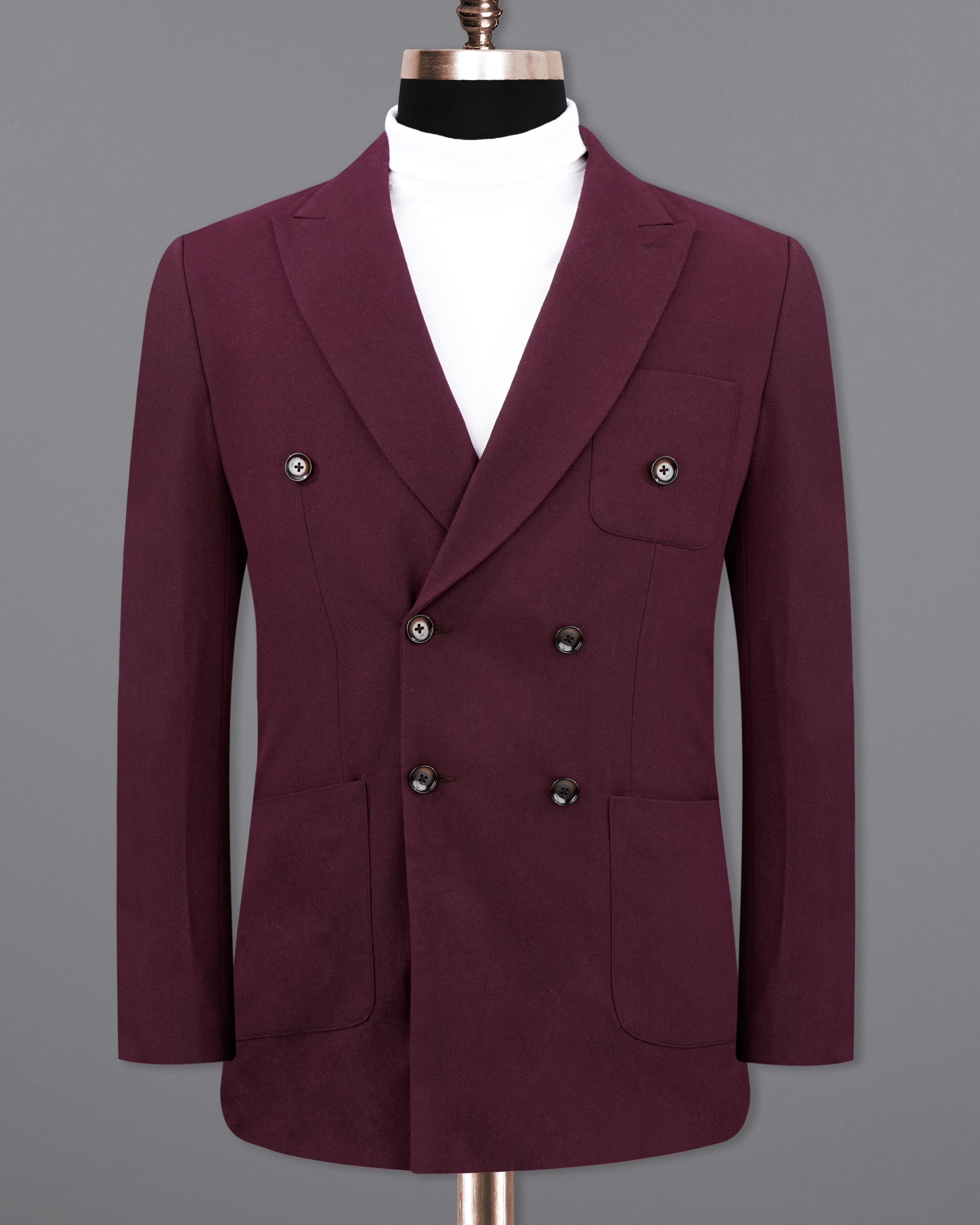 Wine Berry Wool Rich Double Breasted Sports Blazer