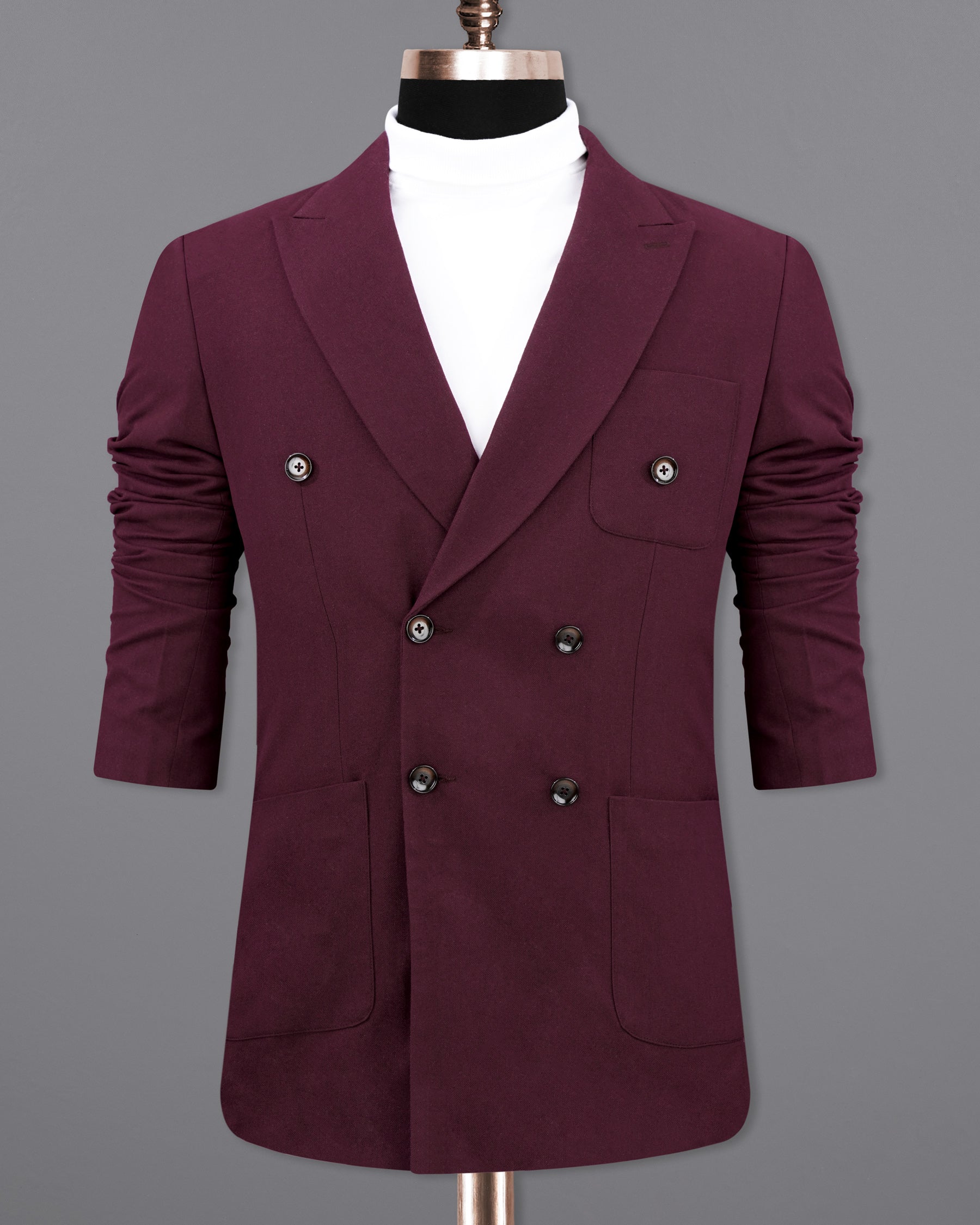 Wine Berry Wool Rich Double Breasted Sports Blazer