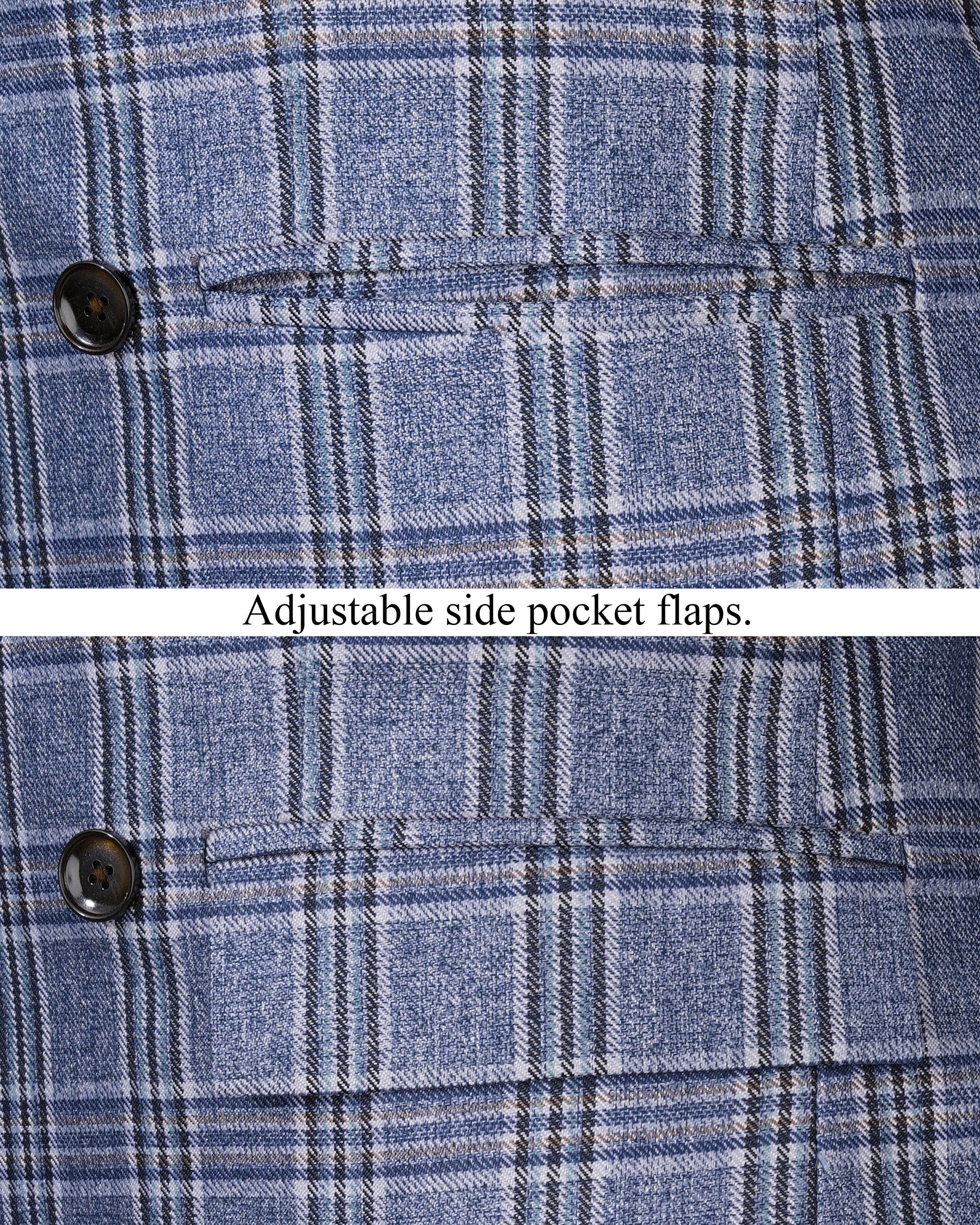 Bayoux Blue Plaid Double Breasted Blazer BL2143-DB-36, BL2143-DB-38, BL2143-DB-40, BL2143-DB-42, BL2143-DB-44, BL2143-DB-46, BL2143-DB-48, BL2143-DB-50, BL2143-DB-52, BL2143-DB-54, BL2143-DB-56, BL2143-DB-58, BL2143-DB-60