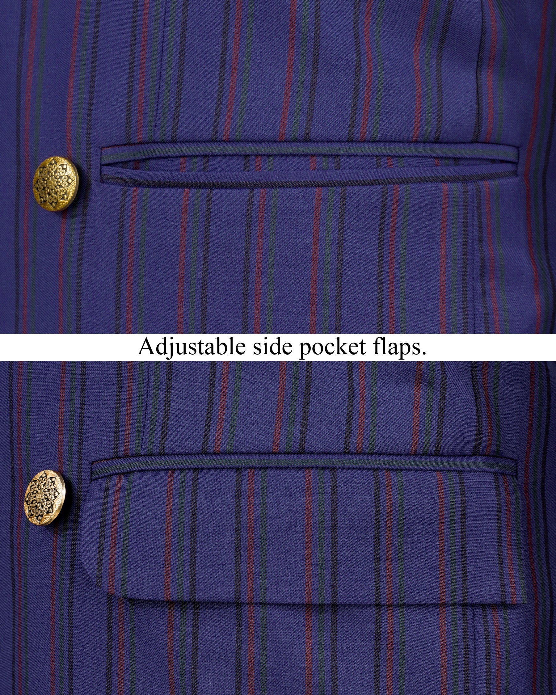 Violent Navy Blue Multicolour Striped Cross Buttoned Bandhgala Blazer BL2152-CBG3-36, BL2152-CBG3-38, BL2152-CBG3-40, BL2152-CBG3-42, BL2152-CBG3-44, BL2152-CBG3-46, BL2152-CBG3-48, BL2152-CBG3-50, BL2152-CBG3-52, BL2152-CBG3-54, BL2152-CBG3-56, BL2152-CBG3-58, BL2152-CBG3-60