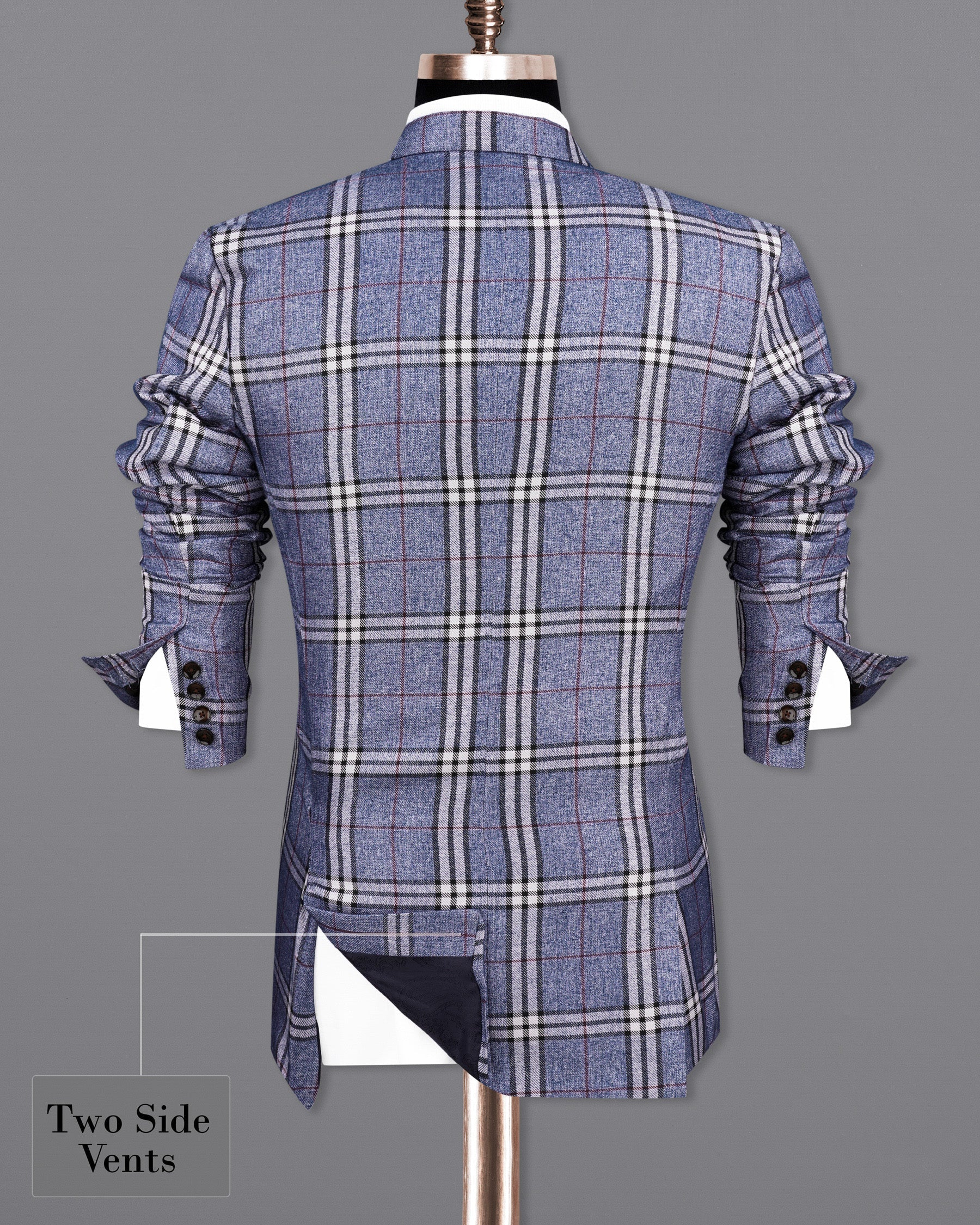 Fiord Blue Plaid Double Breasted Blazer BL2154-DB-36, BL2154-DB-38, BL2154-DB-40, BL2154-DB-42, BL2154-DB-44, BL2154-DB-46, BL2154-DB-48, BL2154-DB-50, BL2154-DB-52, BL2154-DB-54, BL2154-DB-56, BL2154-DB-58, BL2154-DB-60