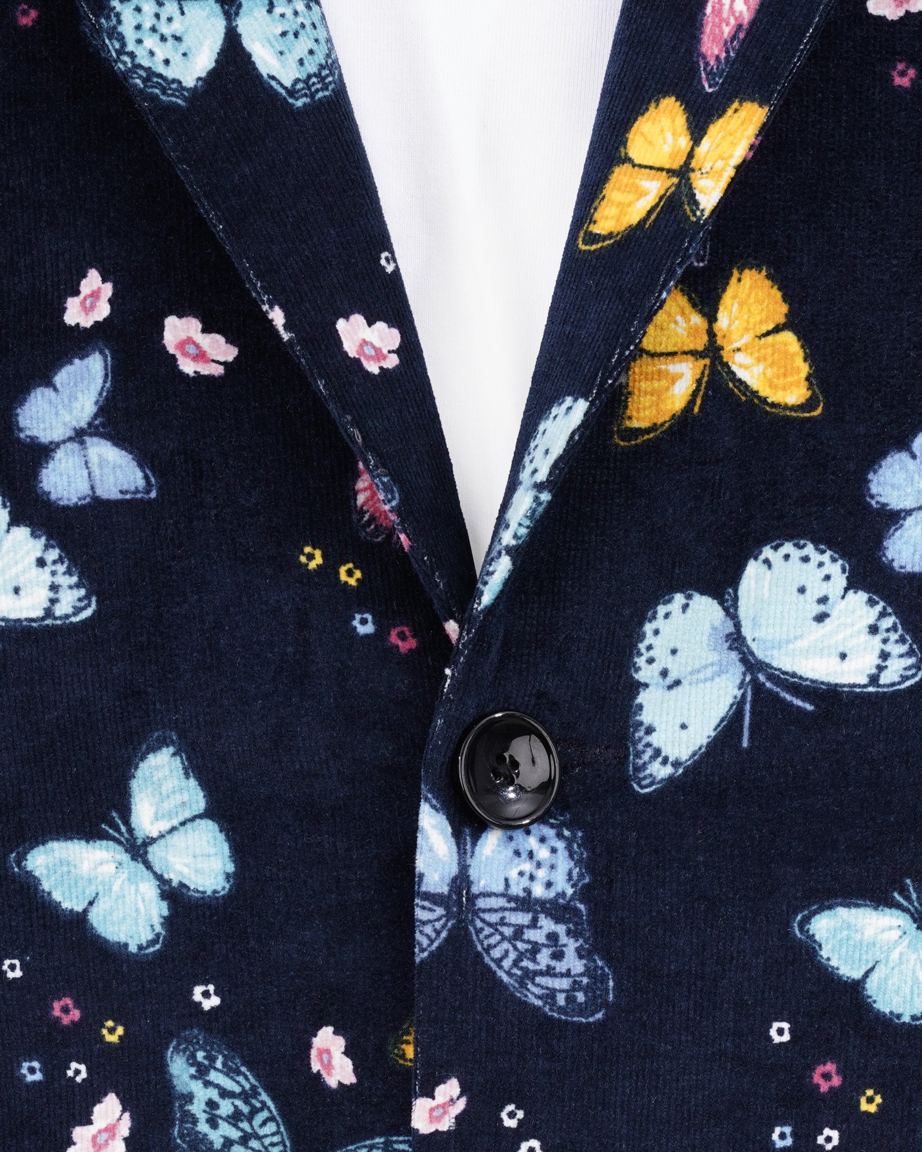 Cider Navy Blue Butterfly Printed Premium Cotton Designer Blazer BL2156-SB-36, BL2156-SB-38, BL2156-SB-40, BL2156-SB-42, BL2156-SB-44, BL2156-SB-46, BL2156-SB-48, BL2156-SB-50, BL2156-SB-52, BL2156-SB-54, BL2156-SB-56, BL2156-SB-58, BL2156-SB-60