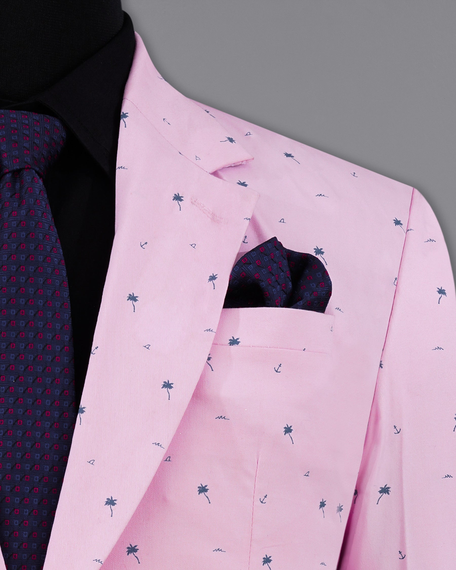 Melanie Pink with Fiord Blue Printed Premium Cotton Designer Blazer BL2161-SB-36, BL2161-SB-38, BL2161-SB-40, BL2161-SB-42, BL2161-SB-44, BL2161-SB-46, BL2161-SB-48, BL2161-SB-50, BL2161-SB-52, BL2161-SB-54, BL2161-SB-56, BL2161-SB-58, BL2161-SB-60