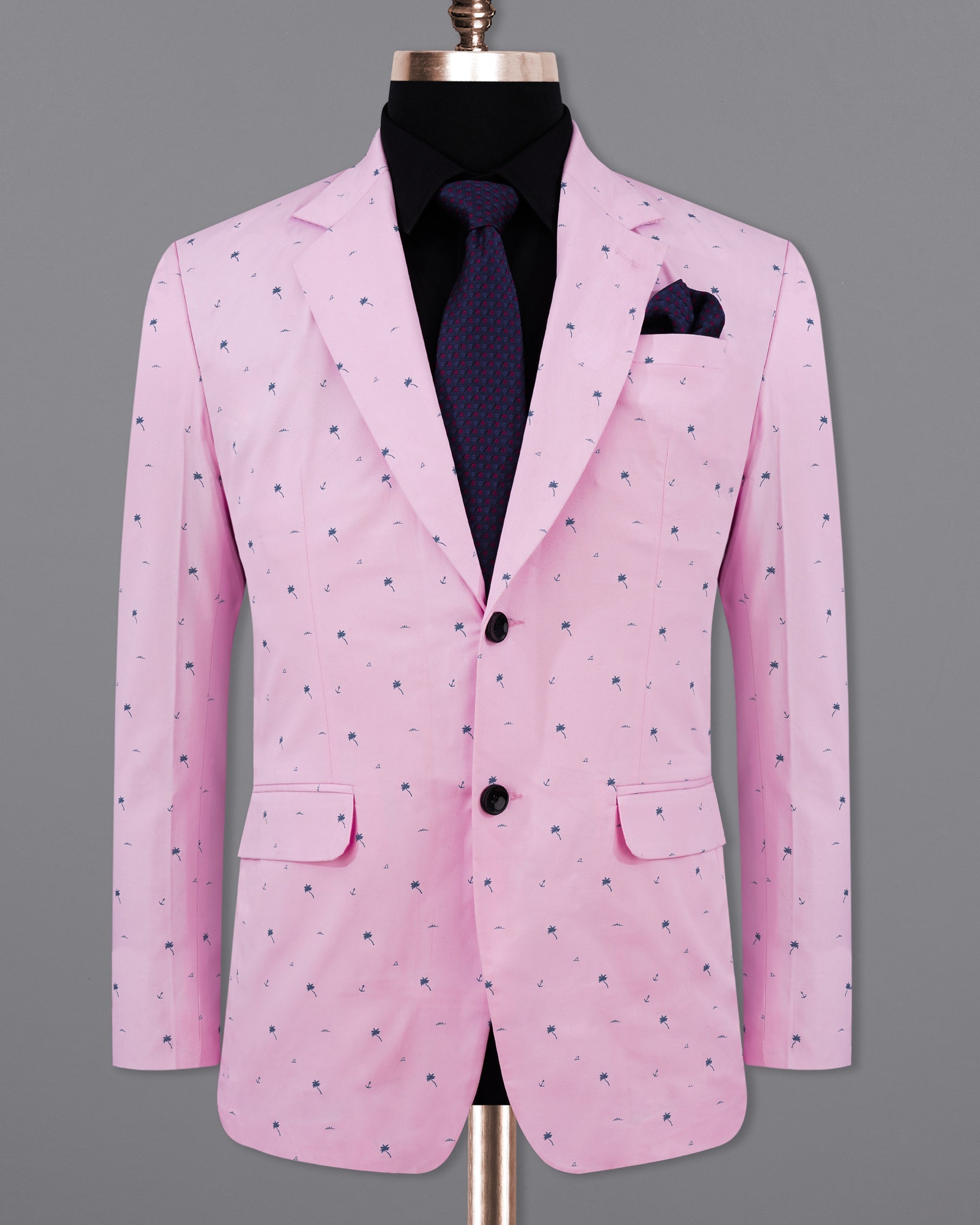 Melanie Pink with Fiord Blue Printed Premium Cotton Designer Blazer BL2161-SB-36, BL2161-SB-38, BL2161-SB-40, BL2161-SB-42, BL2161-SB-44, BL2161-SB-46, BL2161-SB-48, BL2161-SB-50, BL2161-SB-52, BL2161-SB-54, BL2161-SB-56, BL2161-SB-58, BL2161-SB-60